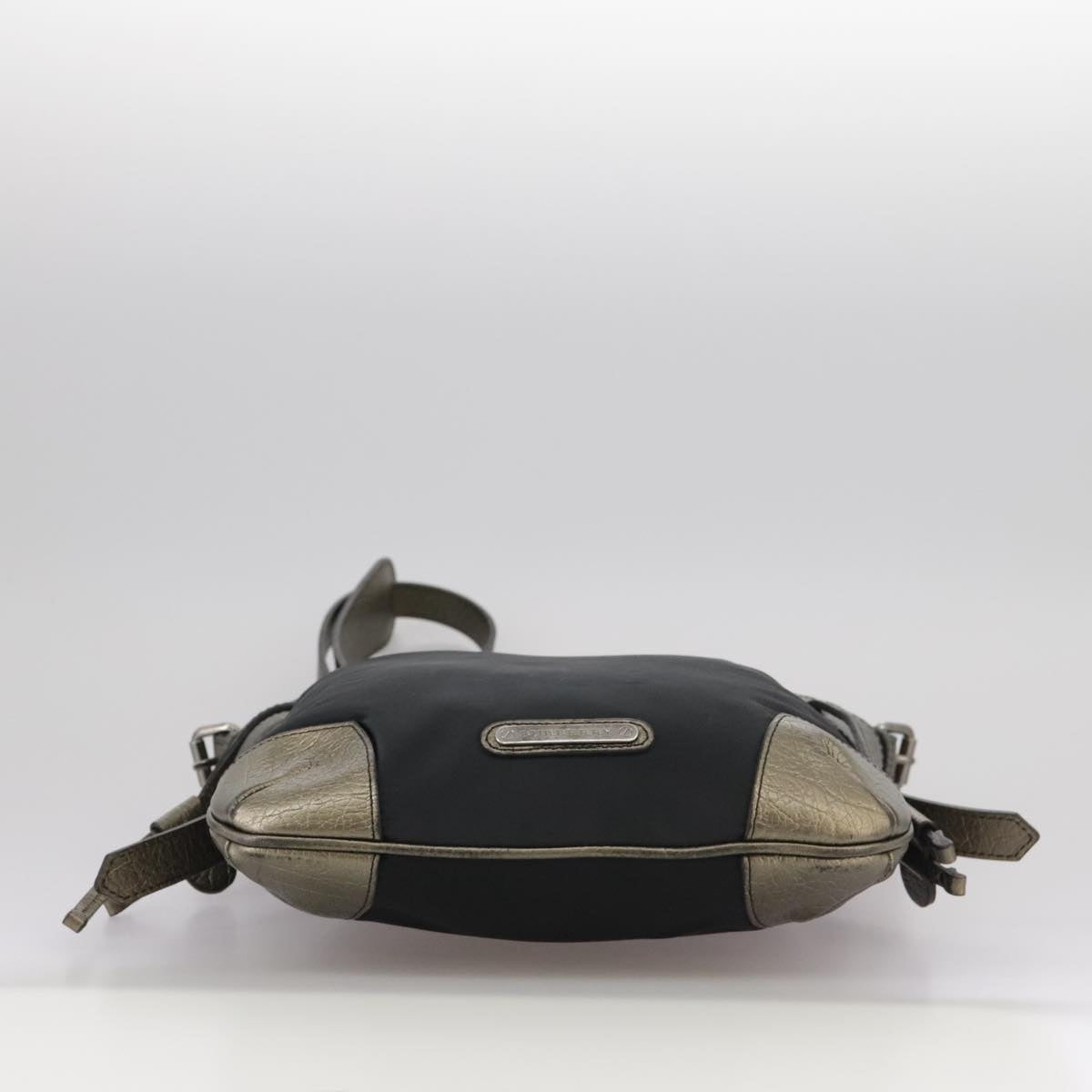 BURBERRY Shoulder Bag Nylon Leather Black Auth ti2478