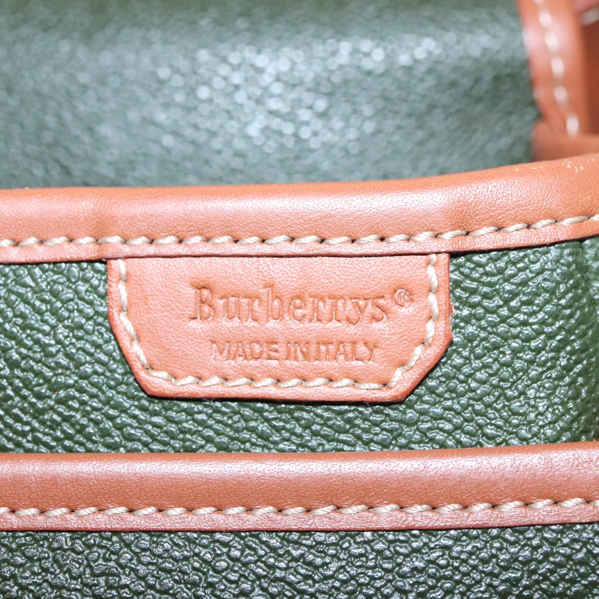 Burberrys Shoulder Bag PVC Leather Green Brown Gold Auth ti2535