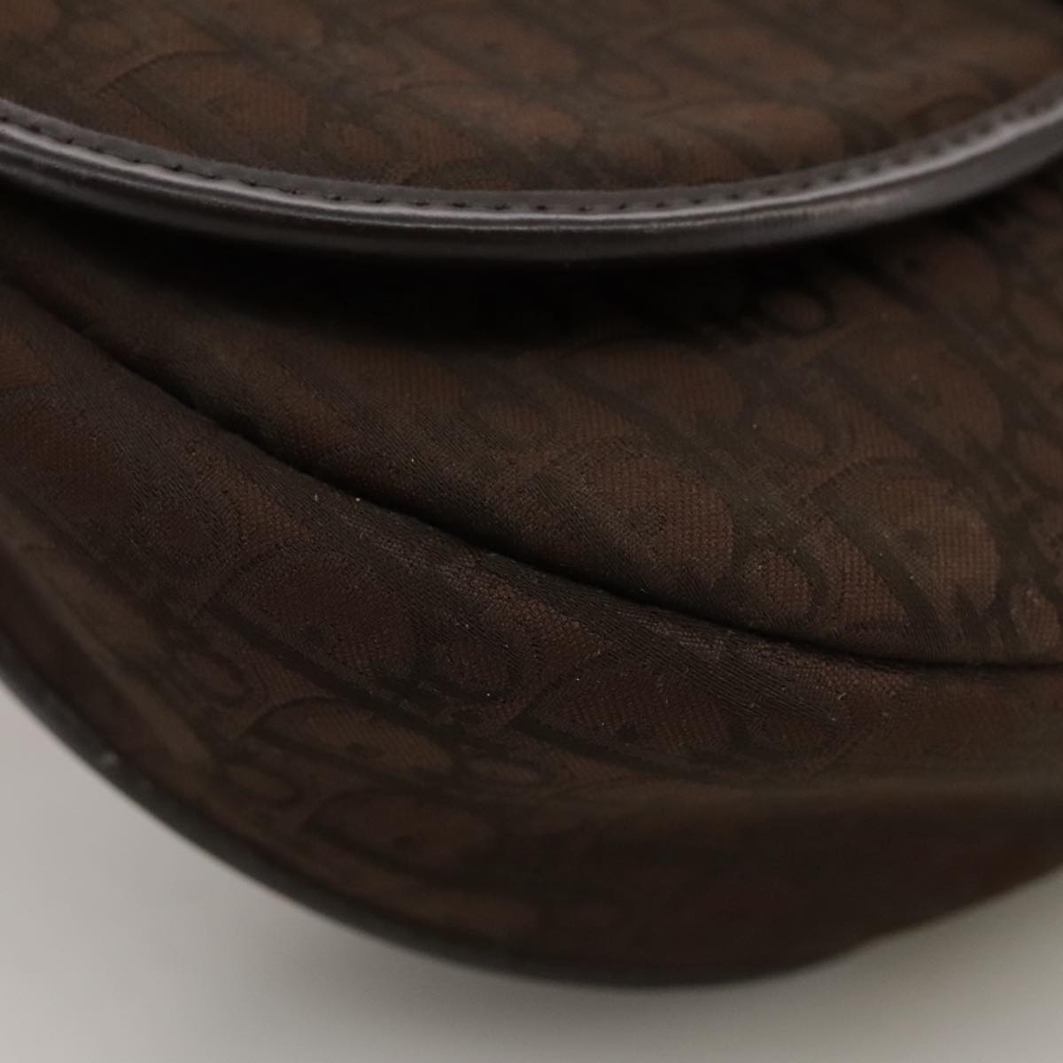 Christian Dior Trotter Canvas Shoulder Bag Brown Gold Auth ti2539