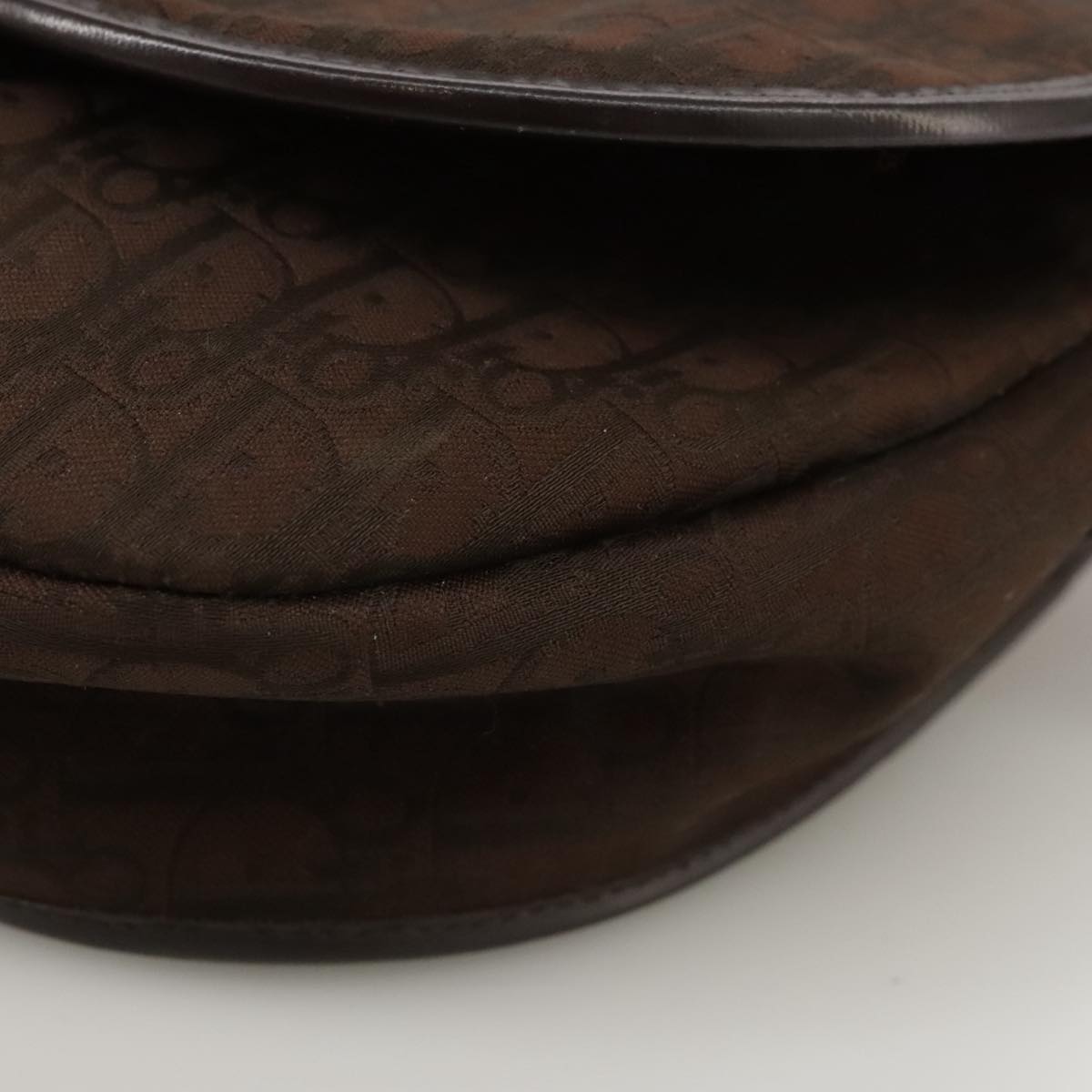 Christian Dior Trotter Canvas Shoulder Bag Brown Gold Auth ti2539
