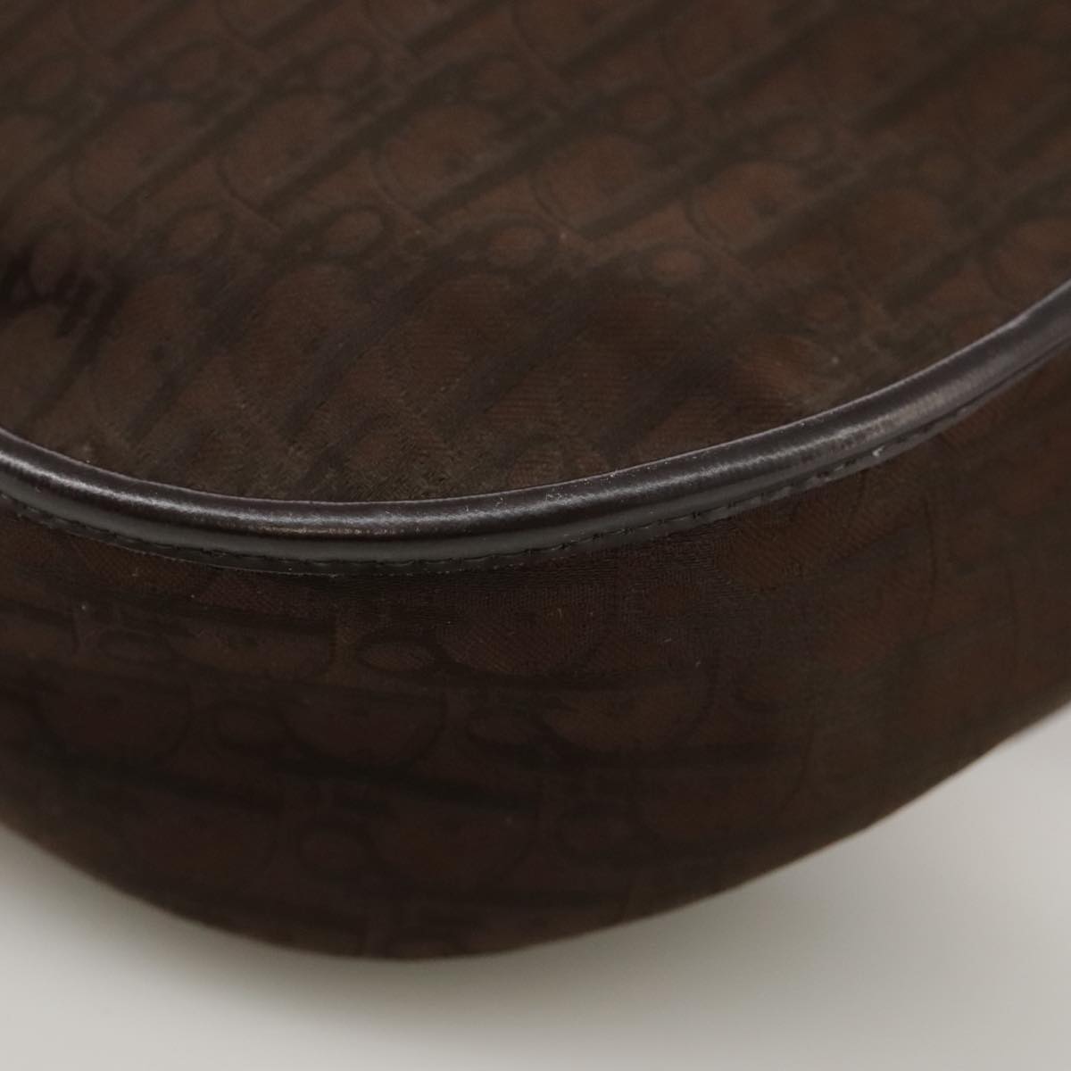 Christian Dior Trotter Canvas Shoulder Bag Brown Gold Auth ti2539