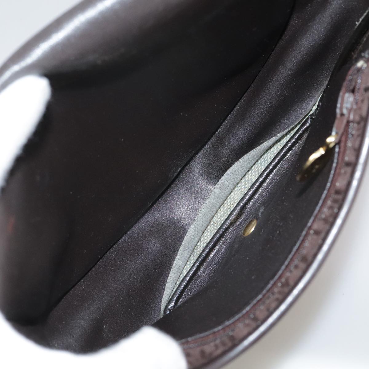 Christian Dior Trotter Canvas Shoulder Bag Brown Gold Auth ti2539