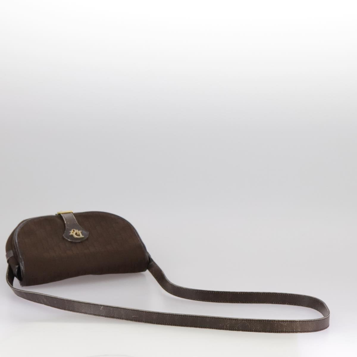 Christian Dior Trotter Canvas Shoulder Bag Brown Gold Auth ti2539