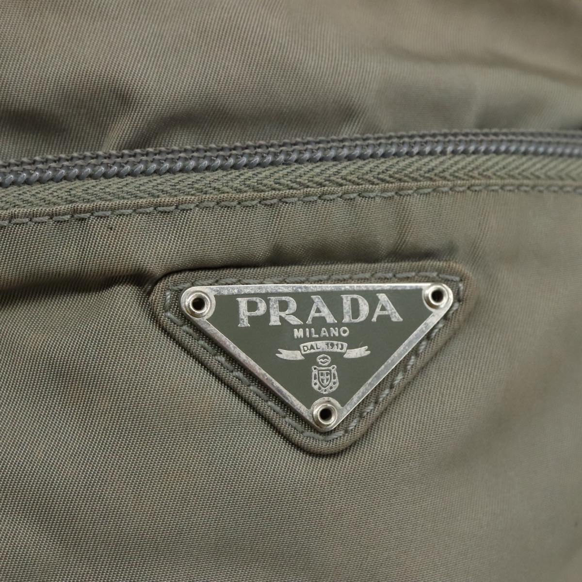 PRADA Shoulder Bag Nylon Gray Silver Auth ti2544