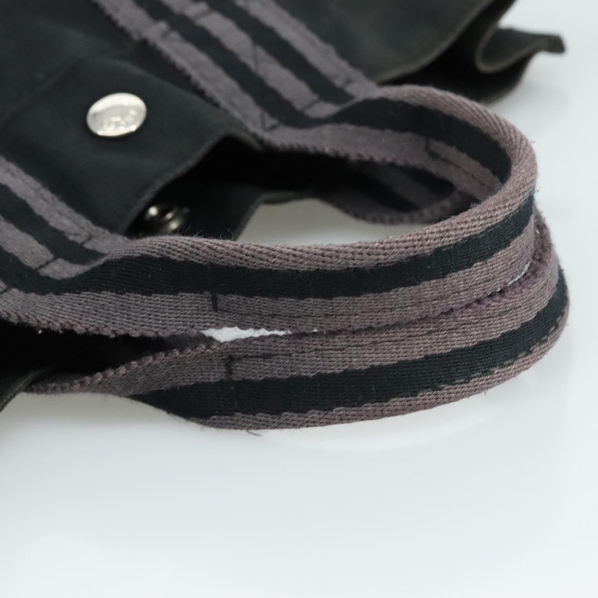 HERMES Fourre Tout PM Tote Bag Canvas Black Gray Auth ti2562