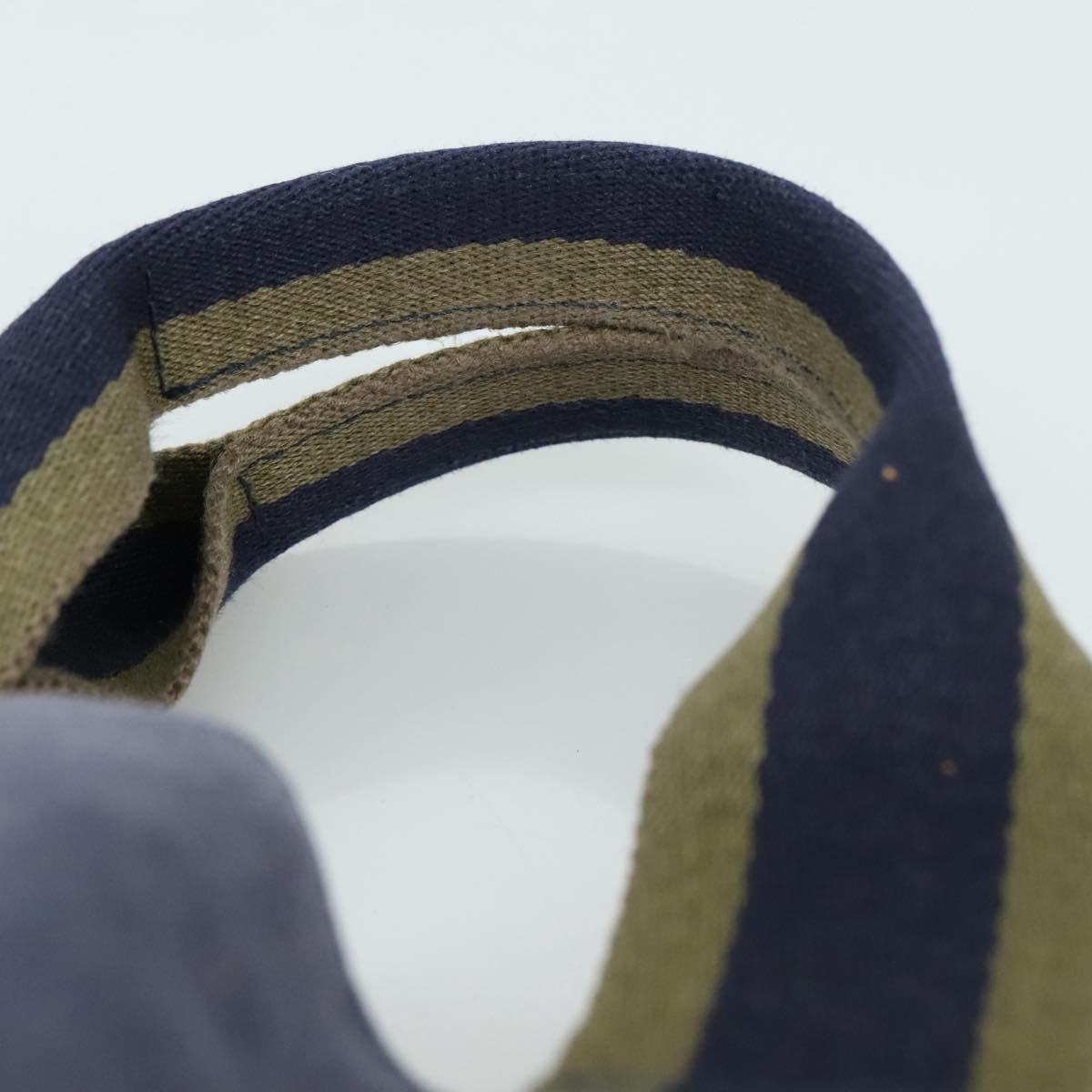 HERMES Fourre Tout Cabas Tote Bag Canvas Navy Khaki Auth ti2566