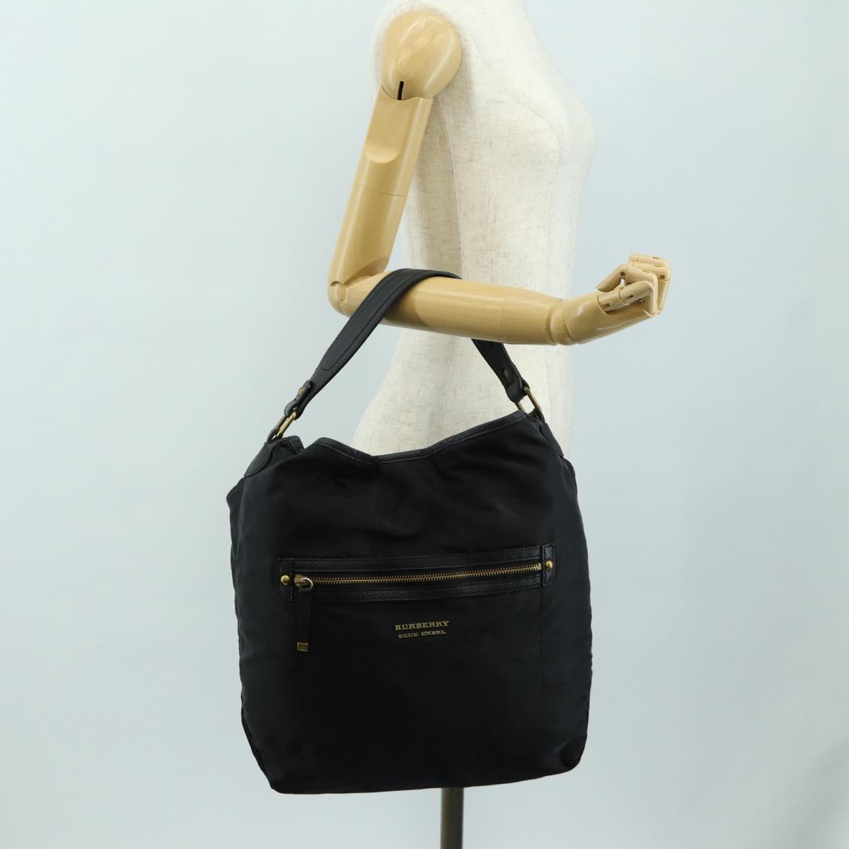 BURBERRY Blue Label Shoulder Bag Nylon Leather 2way Black Auth ti2574