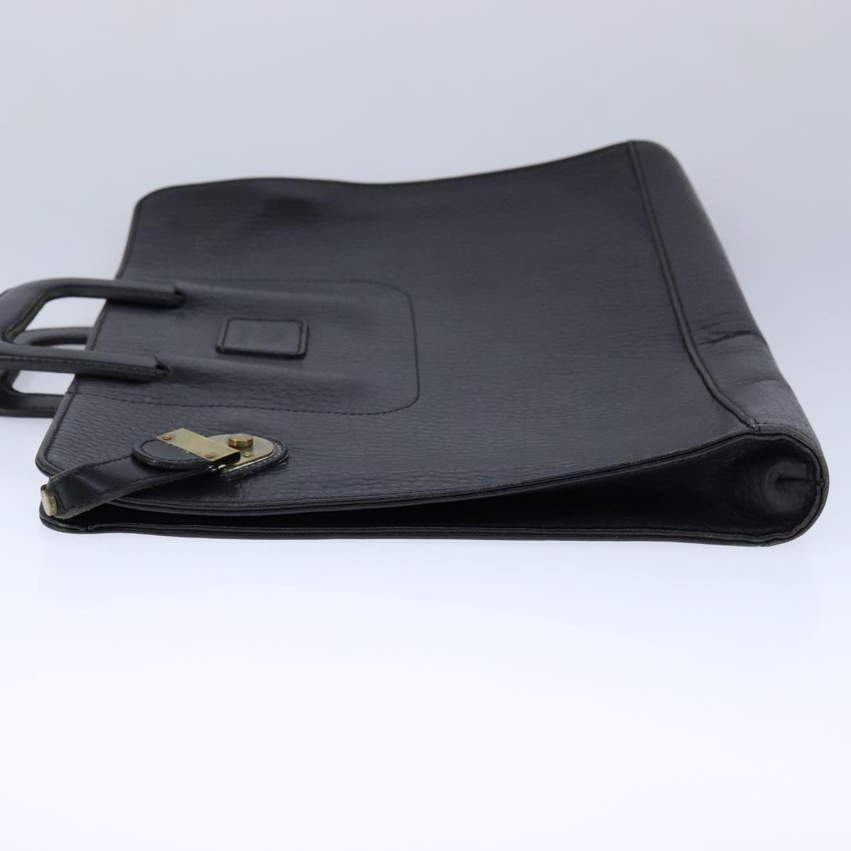Burberrys Business Bag Leather Black Gold Auth ti2582