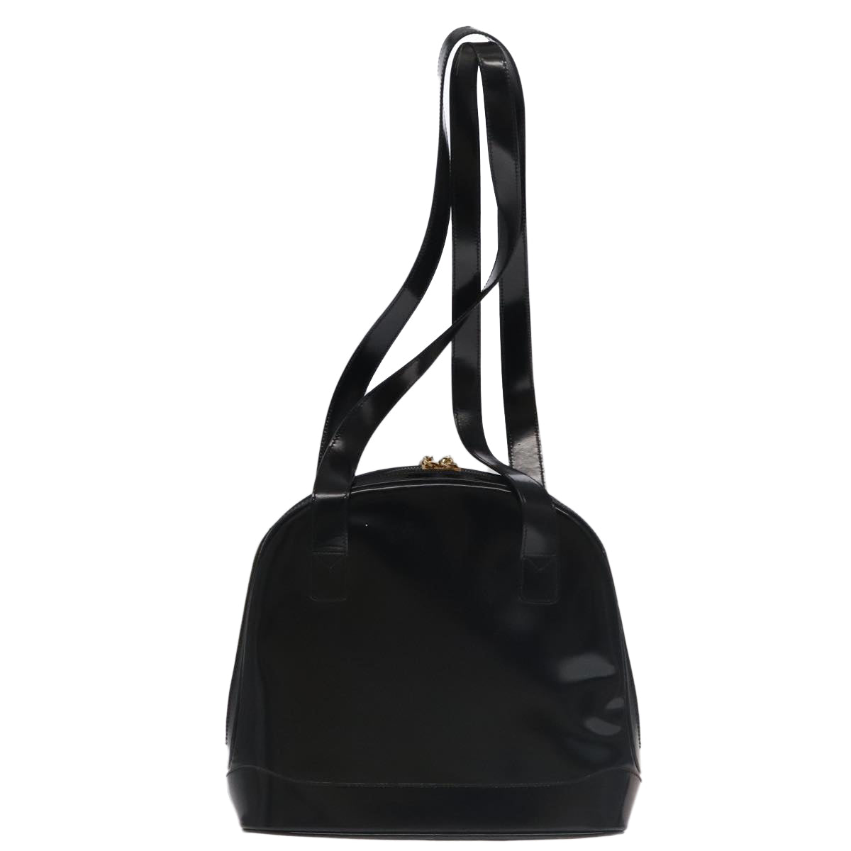 GUCCI Bamboo Shoulder Bag Enamel Black Gold 001 1075 1650 0 Auth ti2593