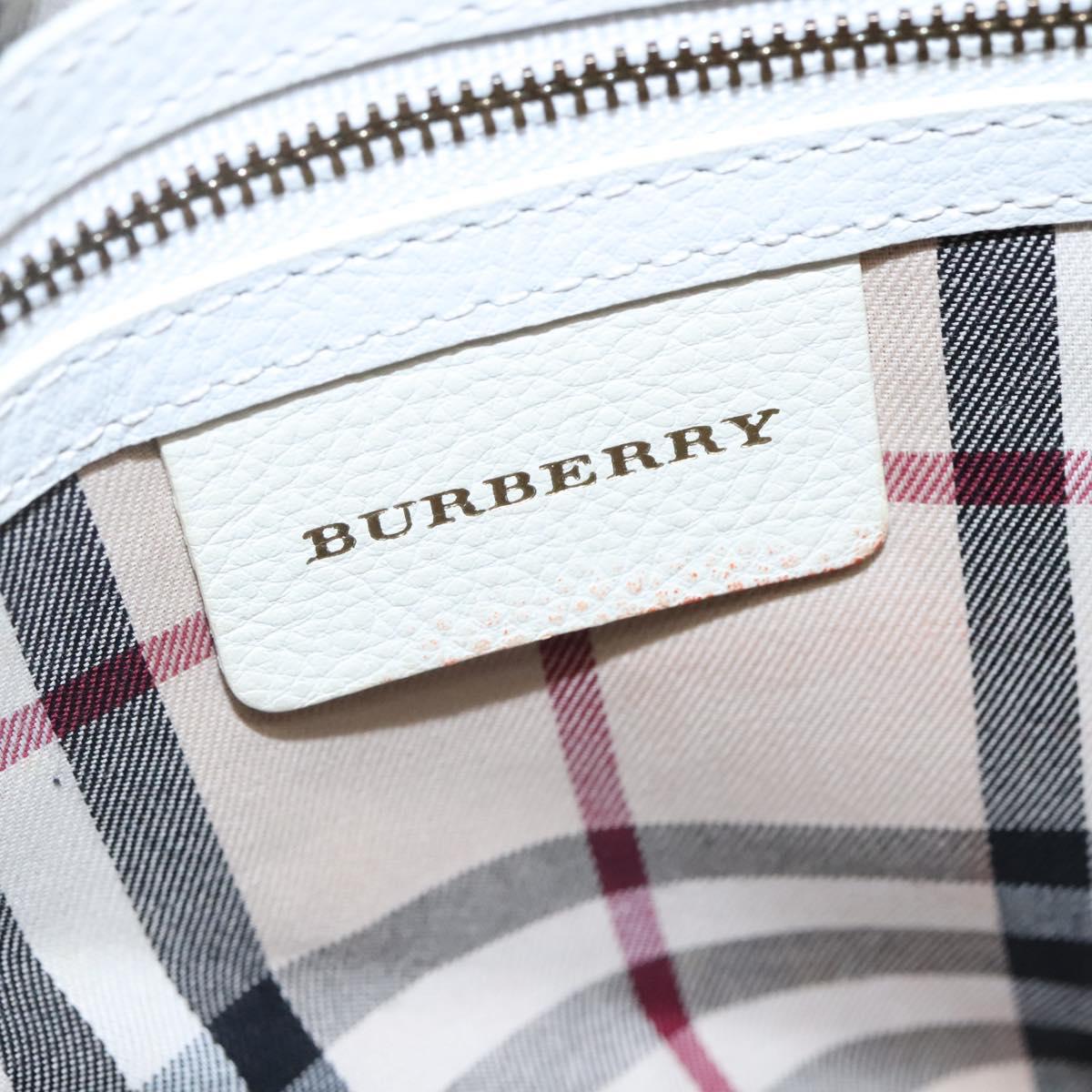 BURBERRY Shoulder Bag Leather White Auth ti2656