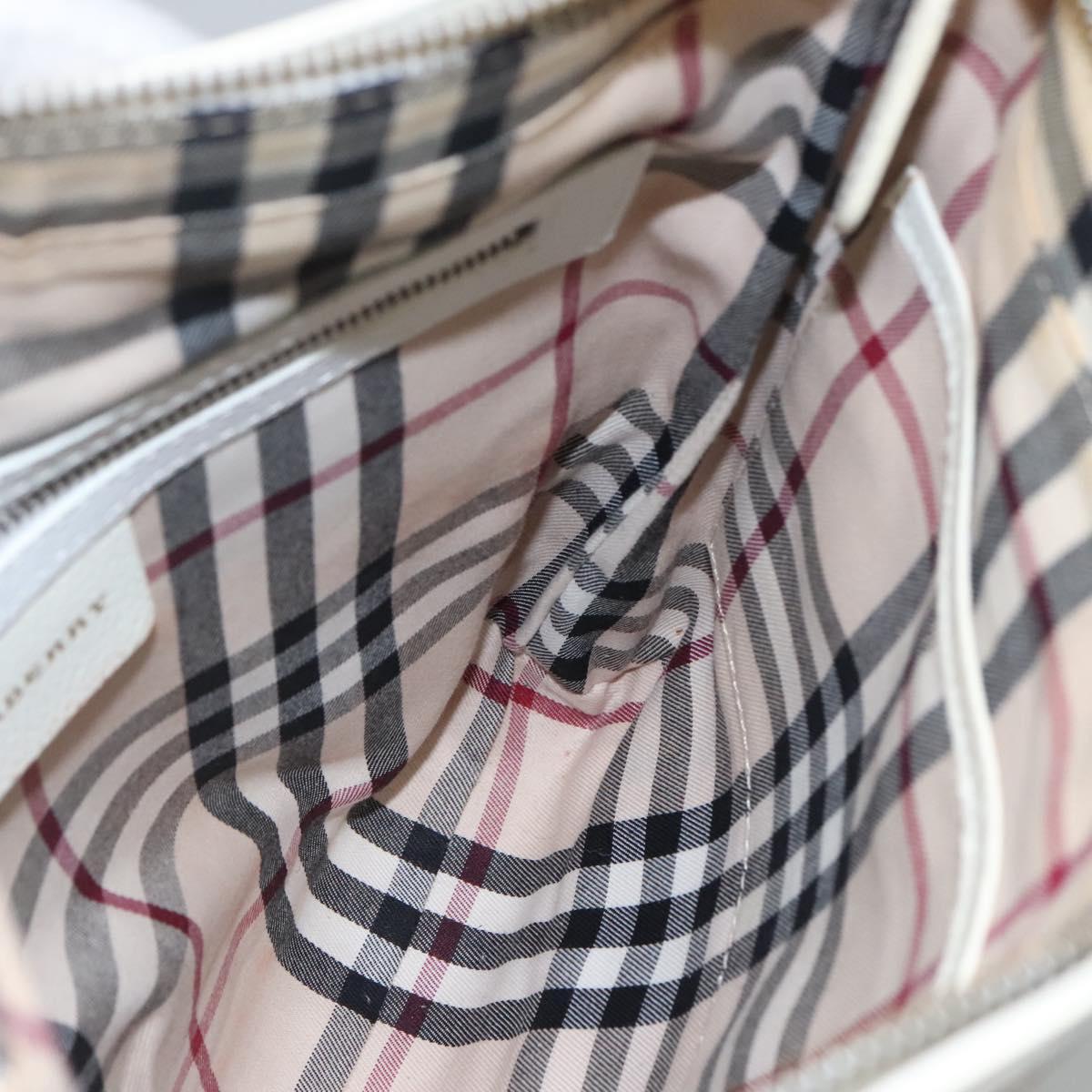 BURBERRY Shoulder Bag Leather White Auth ti2656