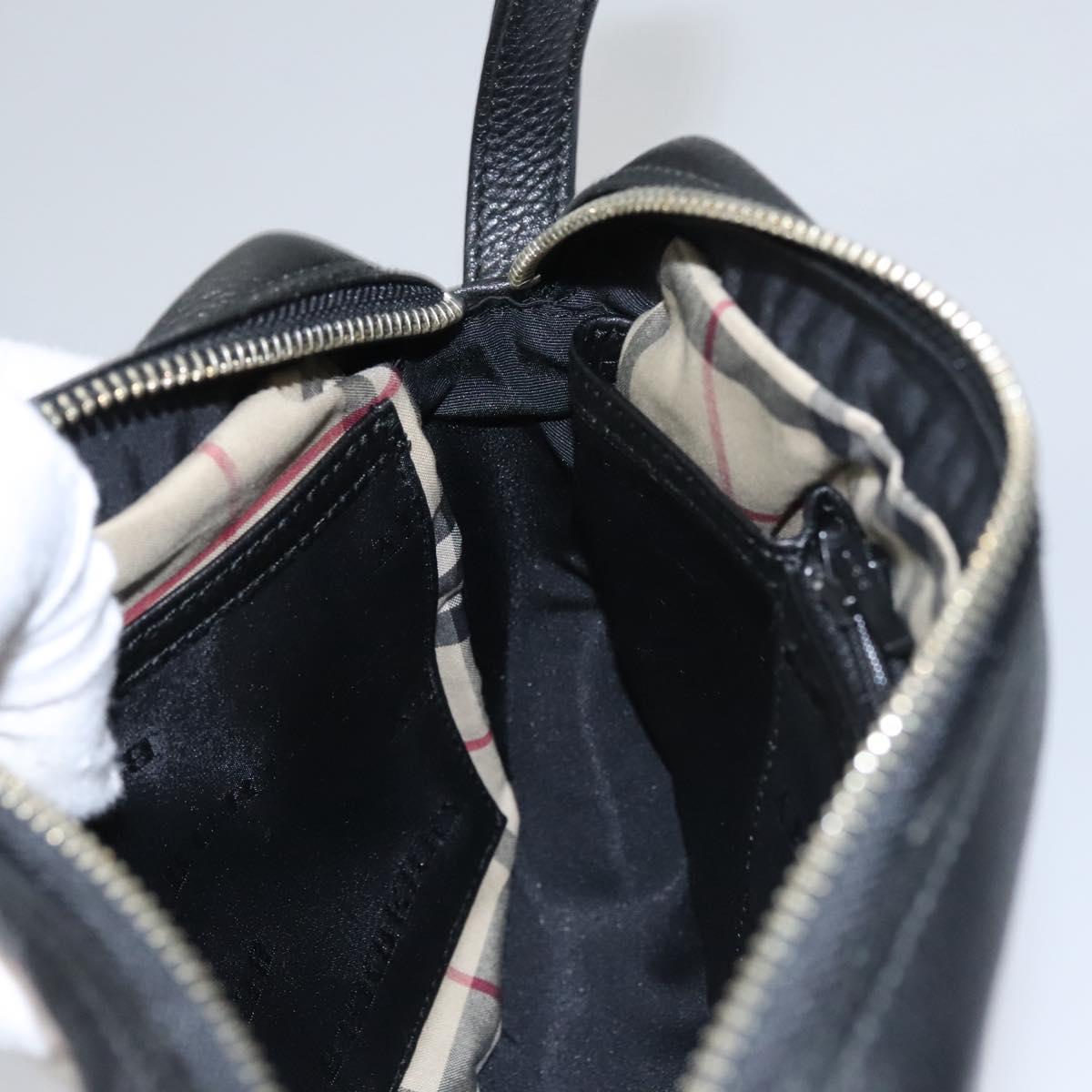 BURBERRY Clutch Bag Leather Black Auth ti2663