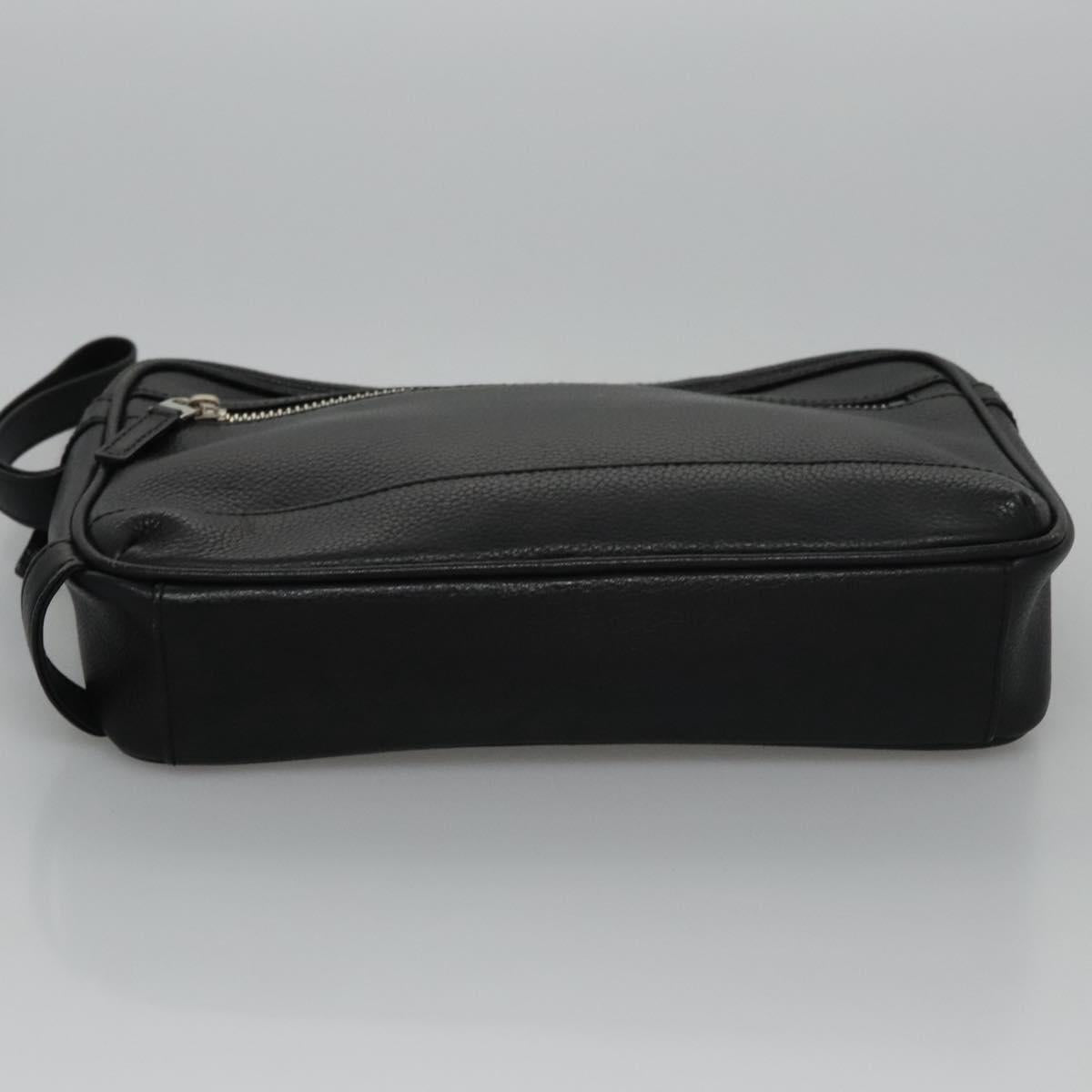 BURBERRY Clutch Bag Leather Black Auth ti2663