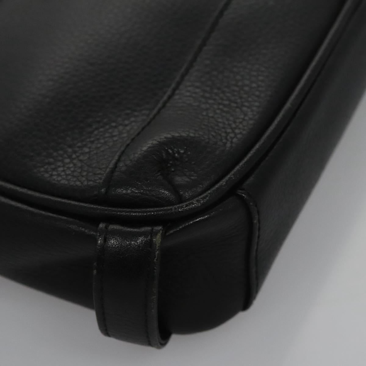 BURBERRY Clutch Bag Leather Black Auth ti2663