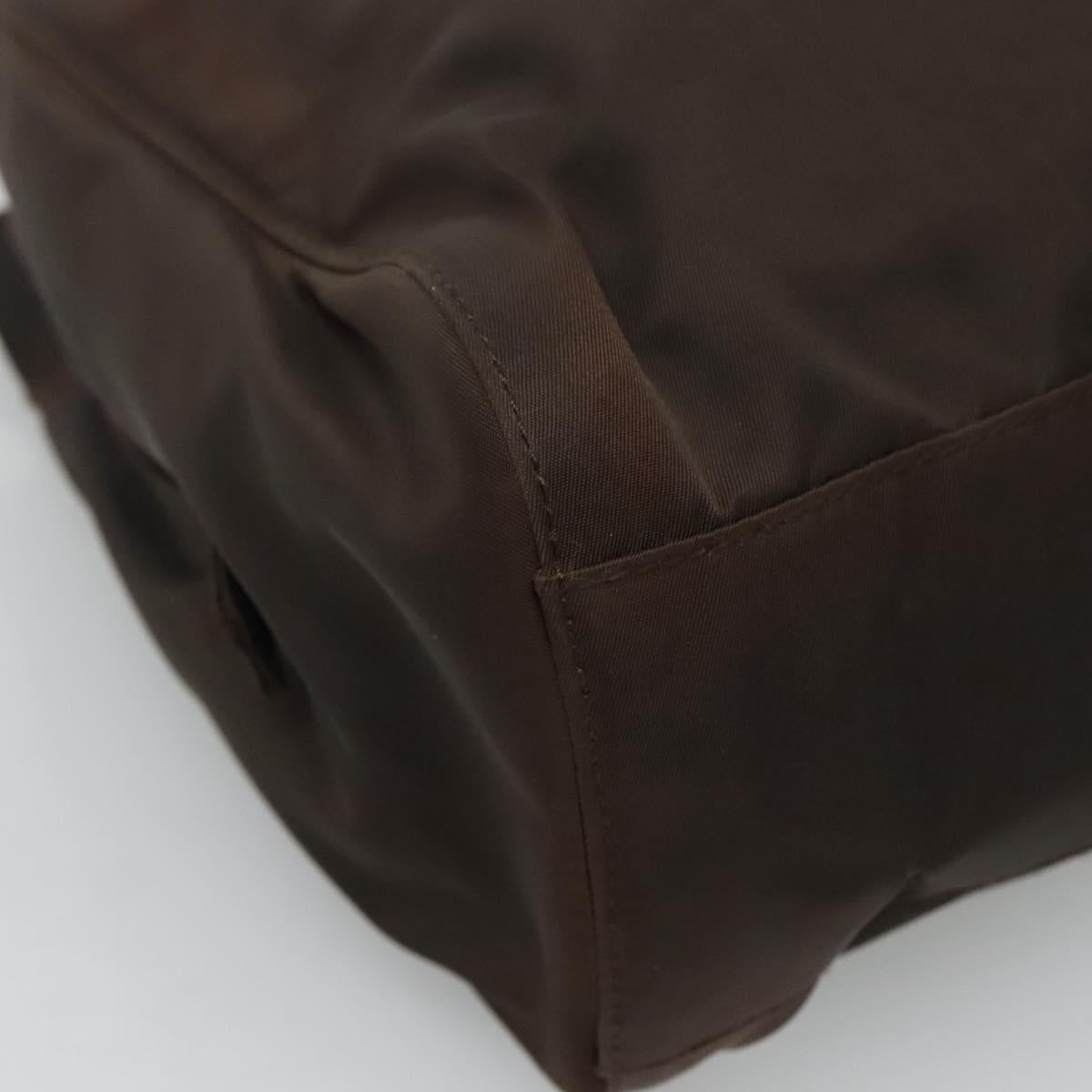 PRADA Hand Bag Nylon Brown Auth ti2669