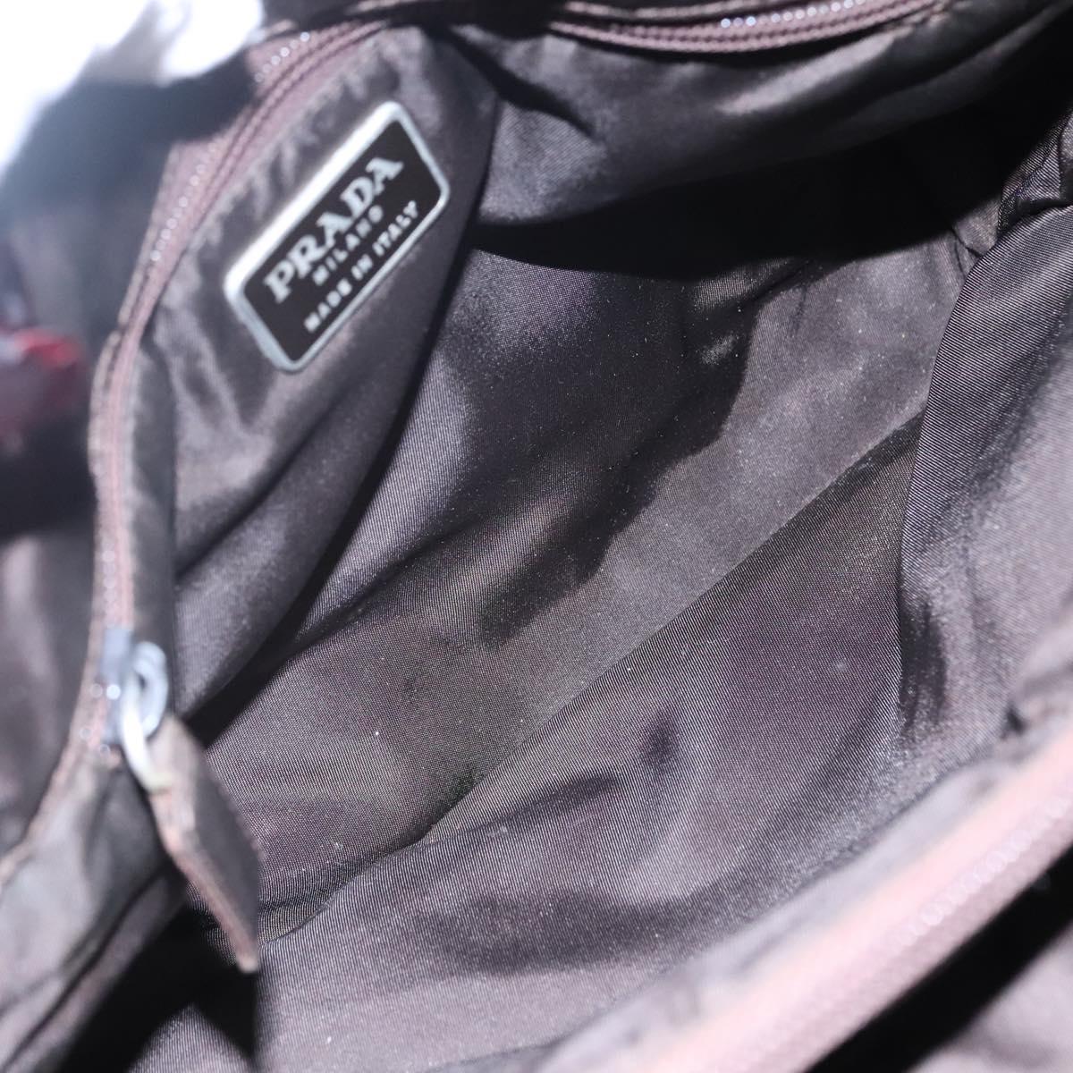 PRADA Hand Bag Nylon Brown Auth ti2669