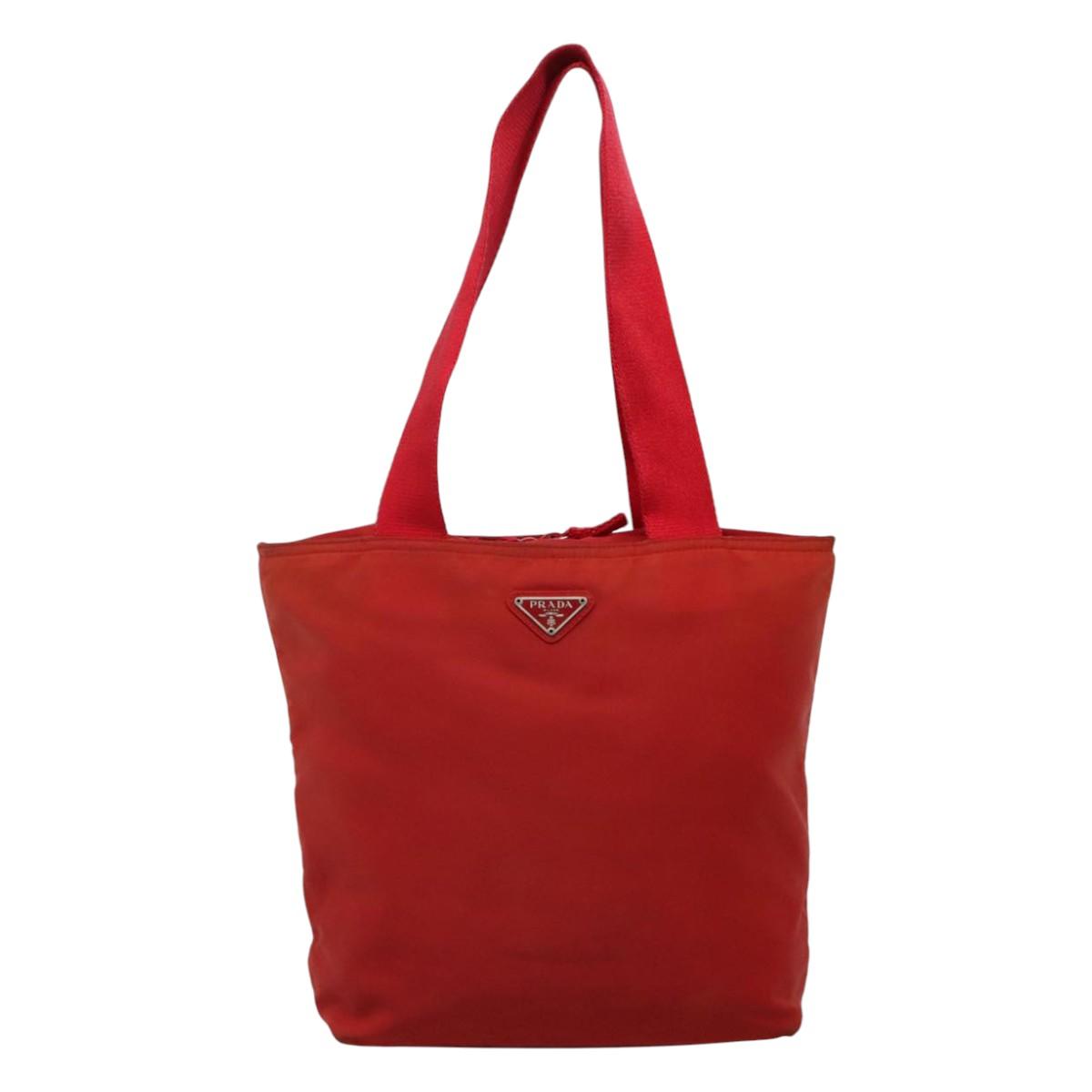 PRADA Tote Bag Nylon Red Auth ti2670