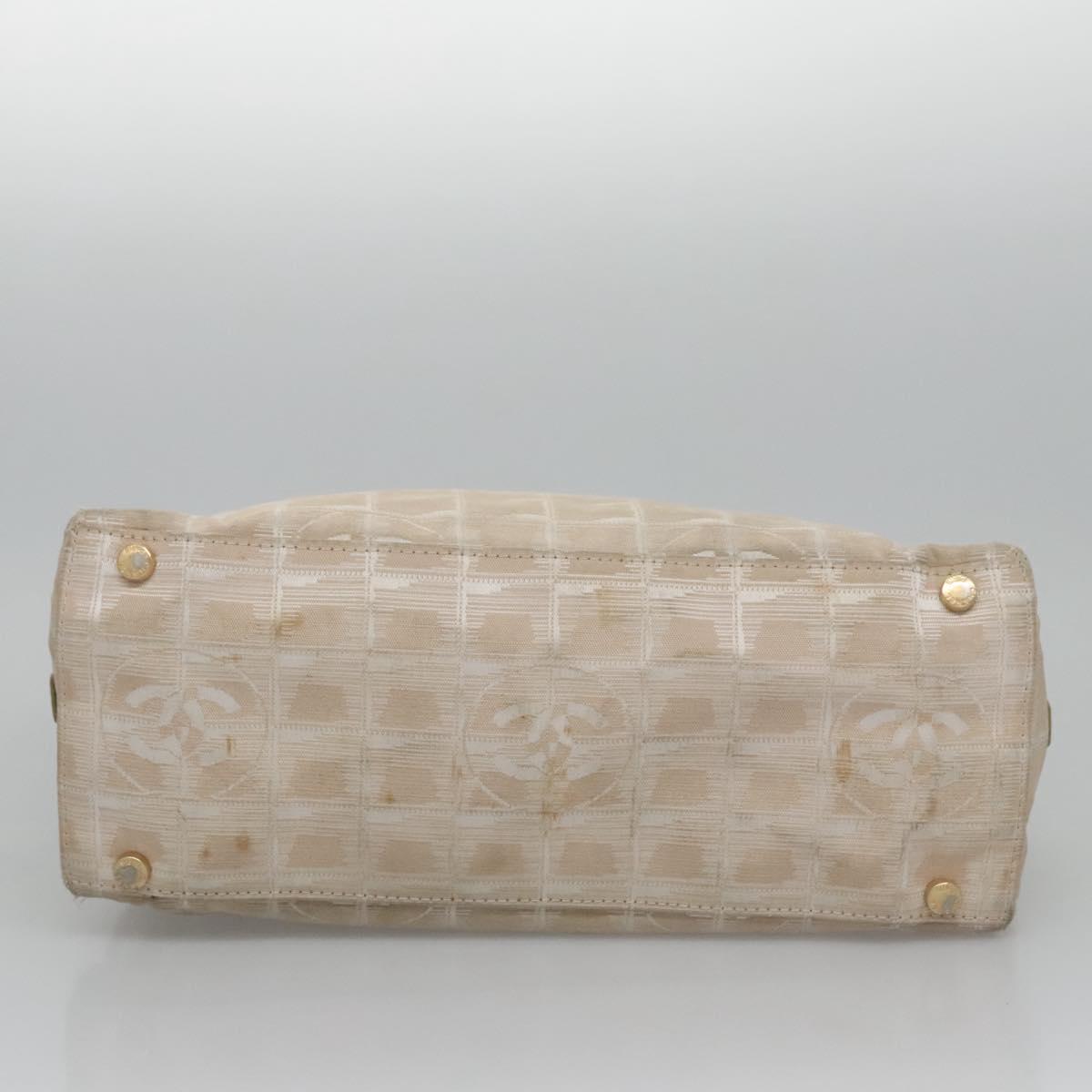 CHANEL New Travel line Hand Bag Nylon Beige CC Auth ti2693