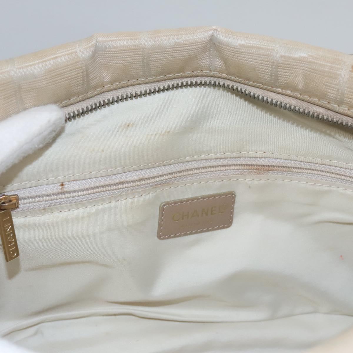 CHANEL New Travel line Hand Bag Nylon Beige CC Auth ti2693