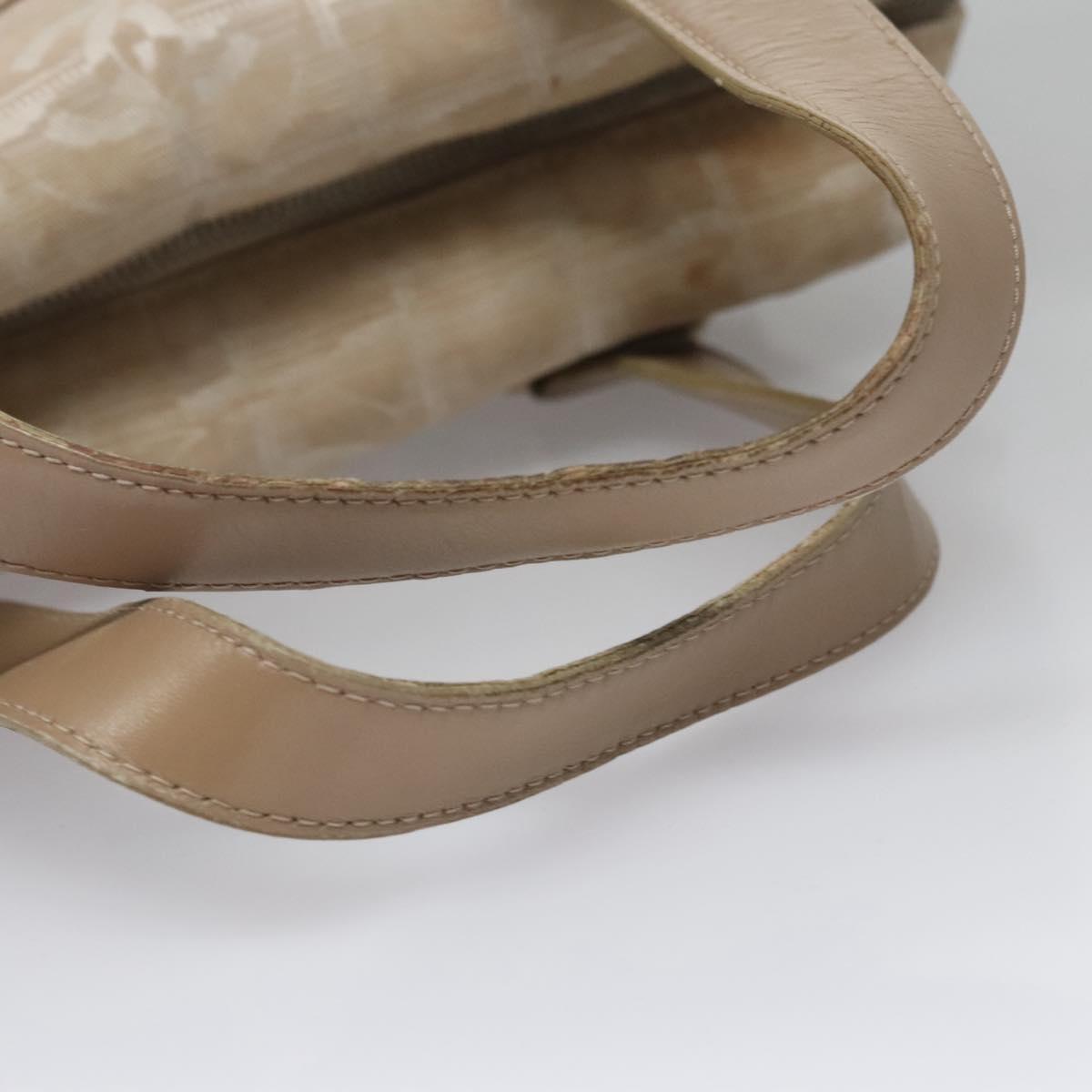 CHANEL New Travel line Hand Bag Nylon Beige CC Auth ti2693