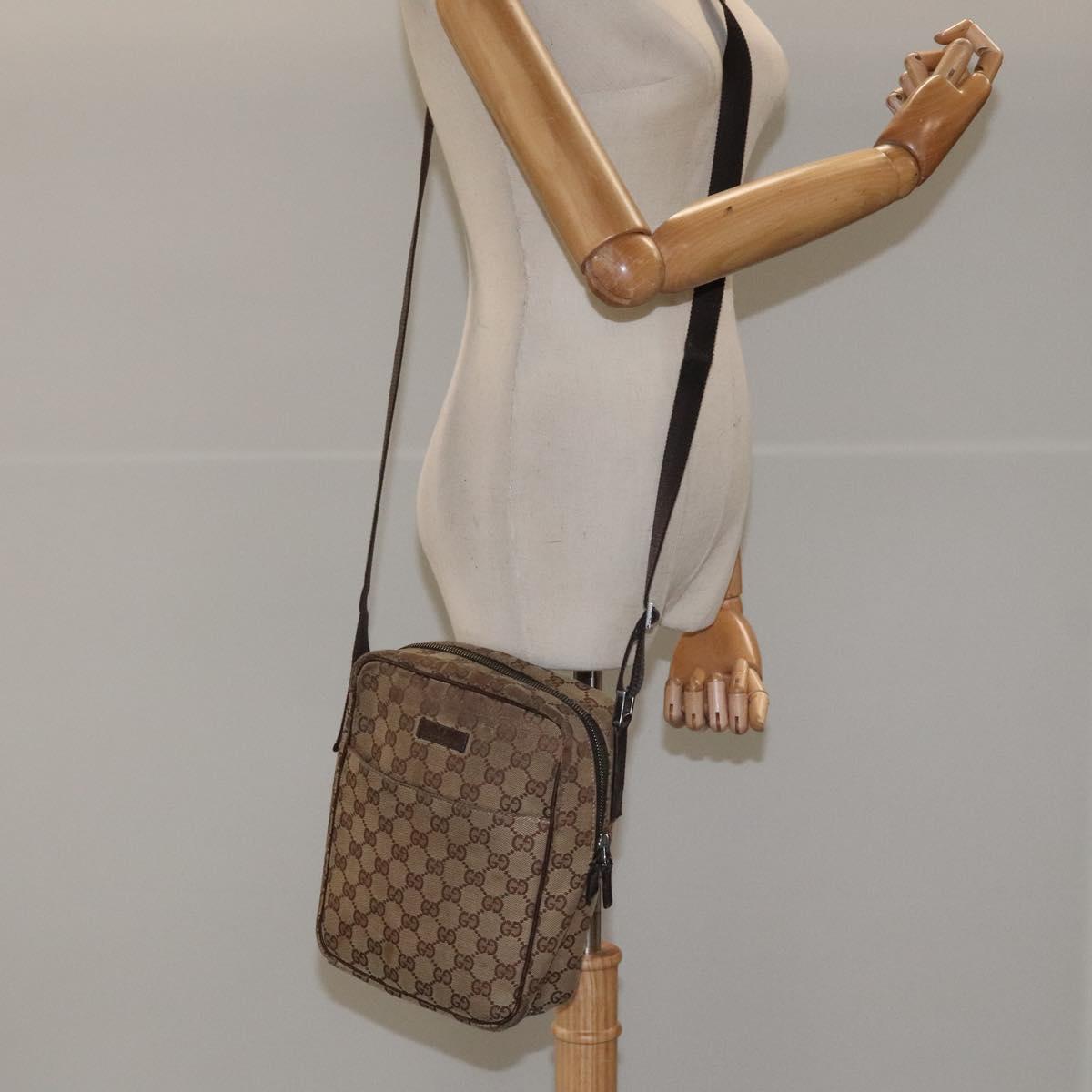 GUCCI GG Canvas Shoulder Bag Beige 122759 Auth ti2694