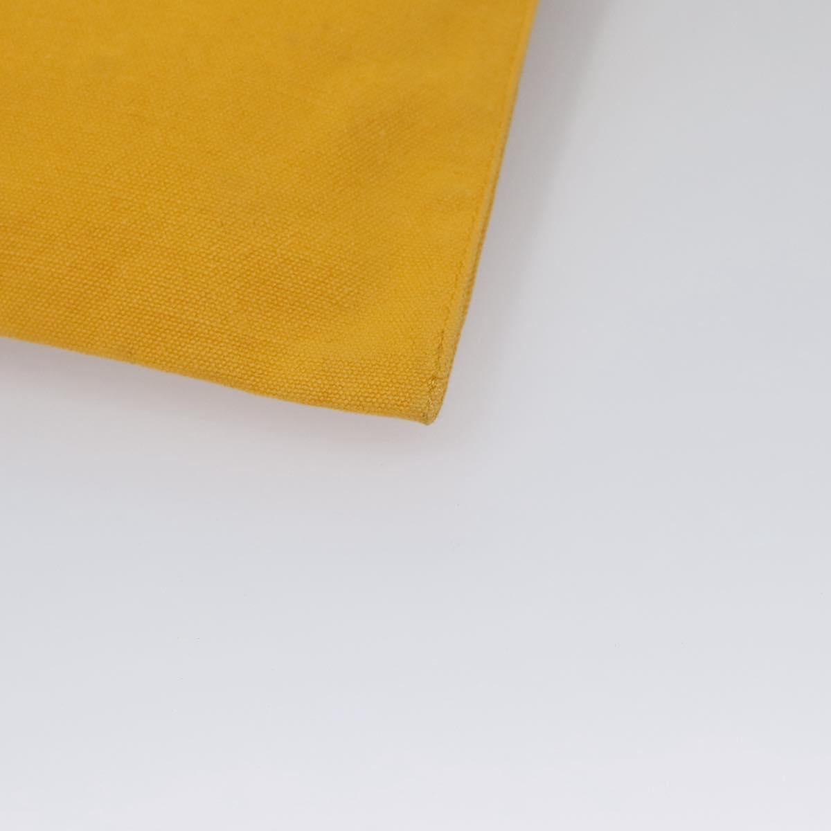 HERMES Clutch Bag Canvas Yellow Auth ti2709