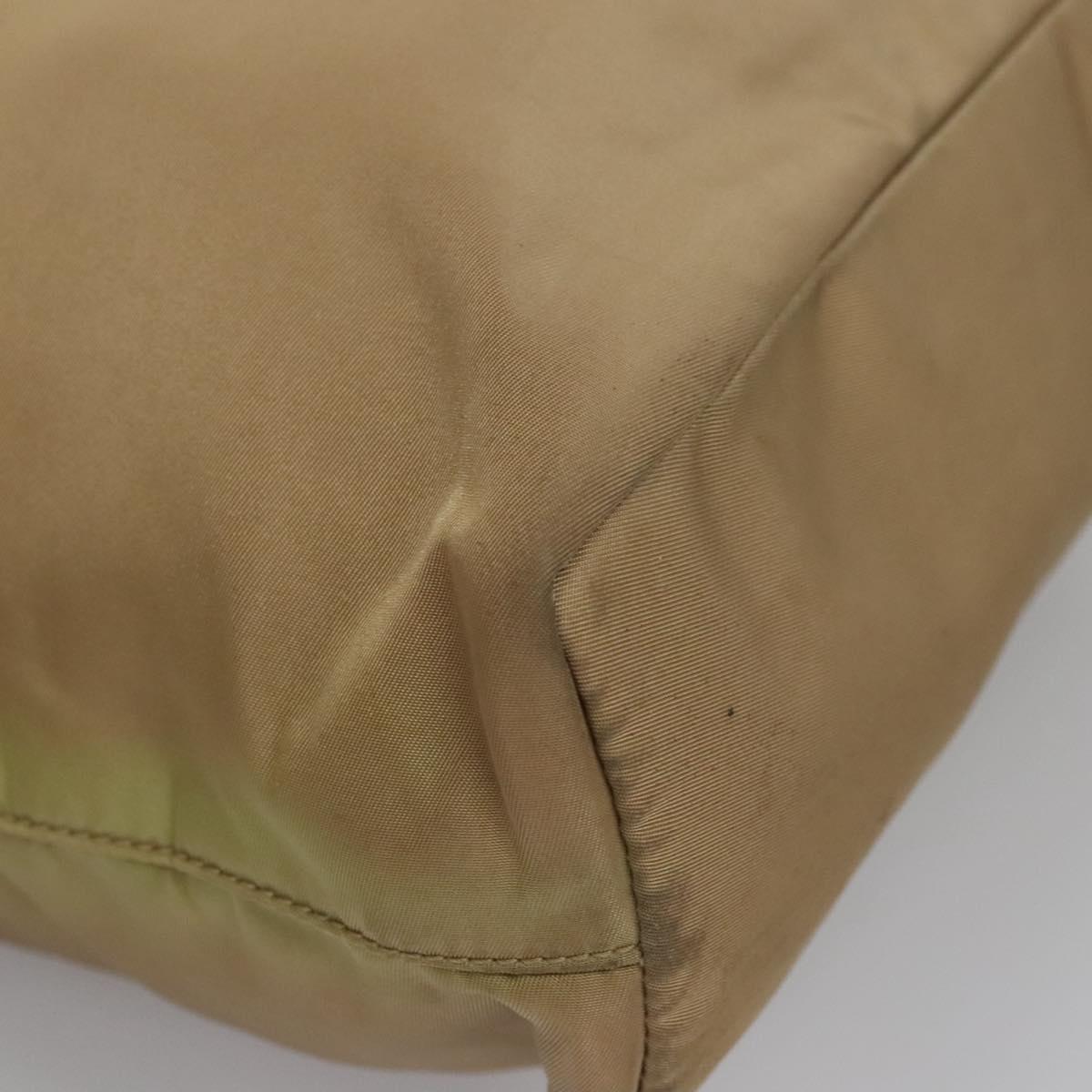 PRADA Tote Bag Nylon Beige Auth ti2720