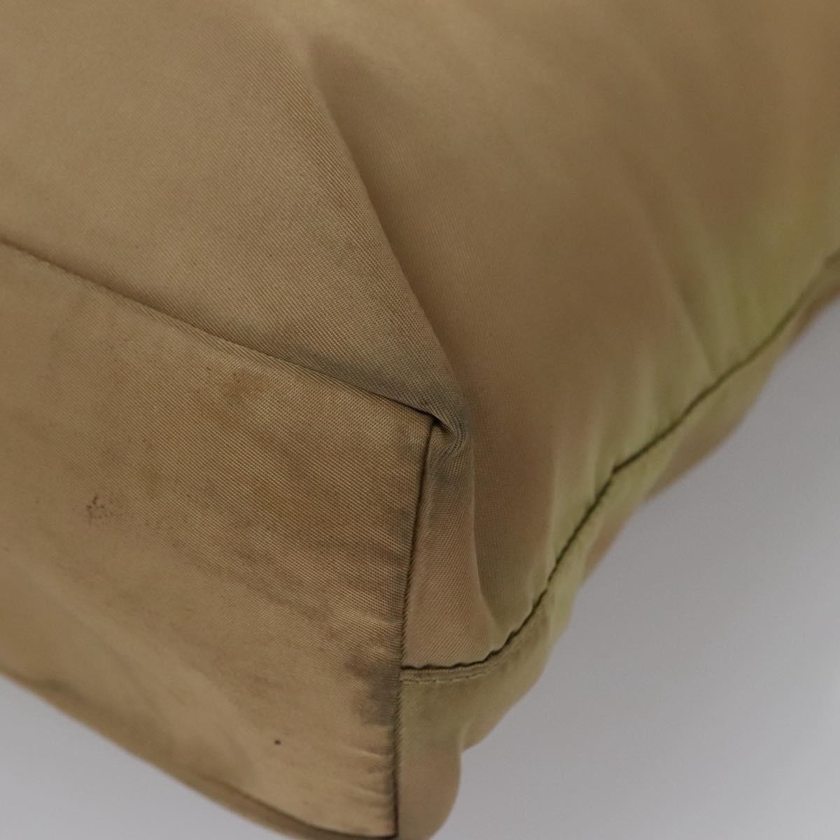 PRADA Tote Bag Nylon Beige Auth ti2720