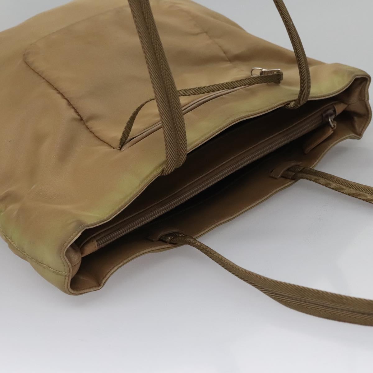 PRADA Tote Bag Nylon Beige Auth ti2720