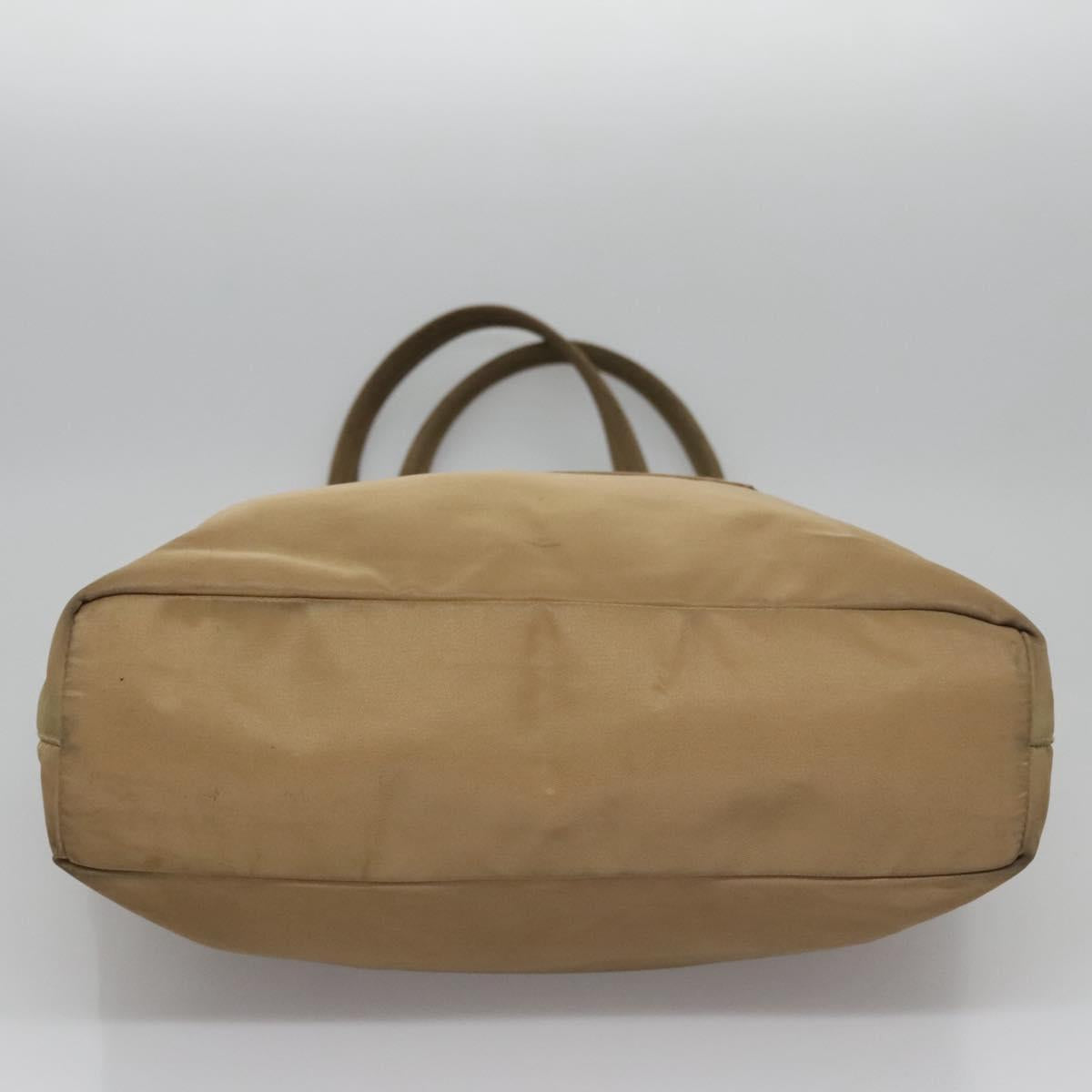 PRADA Tote Bag Nylon Beige Auth ti2720
