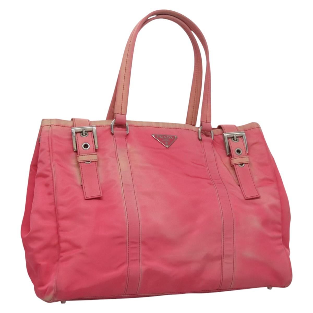 PRADA Tote Bag Nylon Pink Auth ti2721