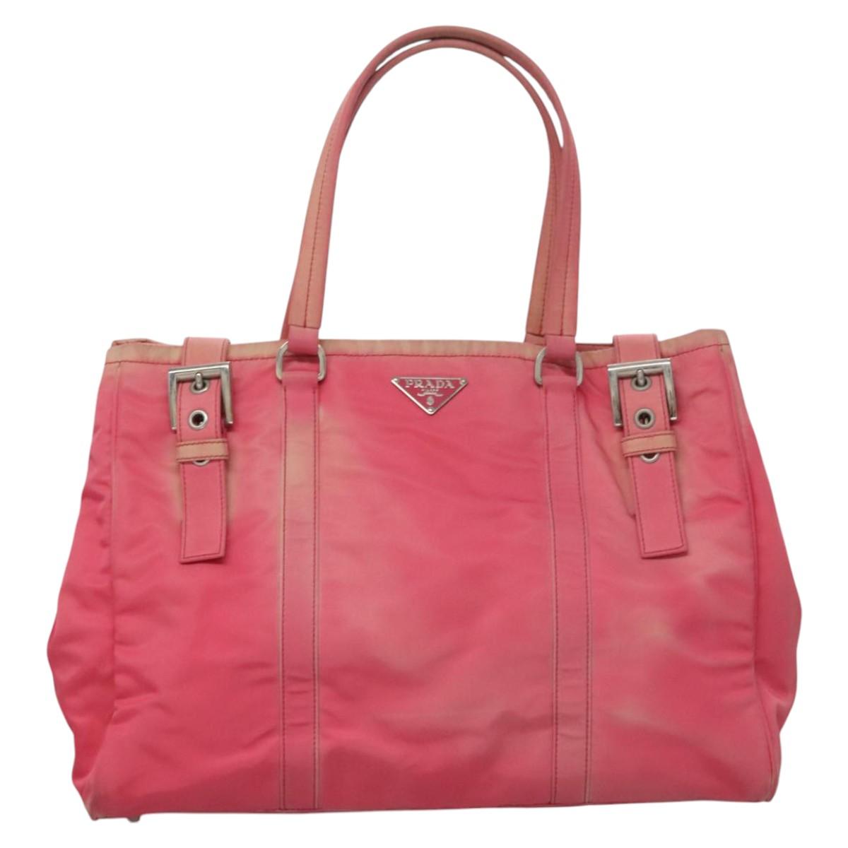 PRADA Tote Bag Nylon Pink Auth ti2721