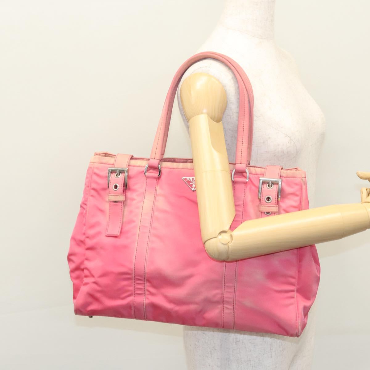 PRADA Tote Bag Nylon Pink Auth ti2721