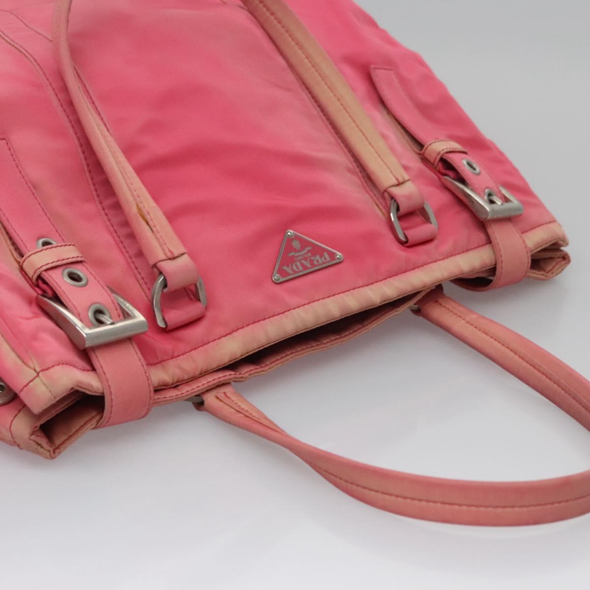 PRADA Tote Bag Nylon Pink Auth ti2721