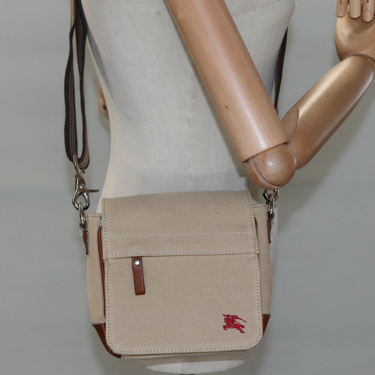 BURBERRY Nova Check Blue Label Shoulder Bag Canvas Beige Brown Auth ti2723