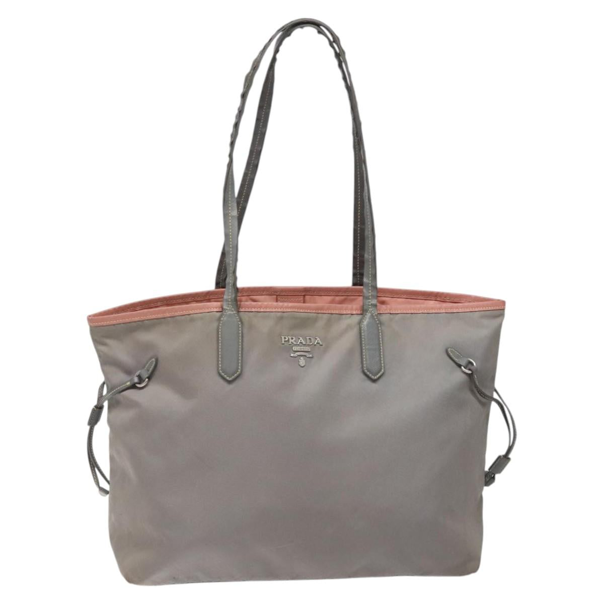 PRADA Tote Bag Nylon Gray Auth ti2725
