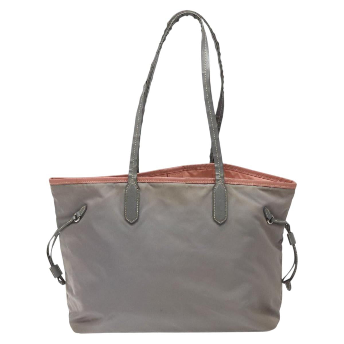 PRADA Tote Bag Nylon Gray Auth ti2725