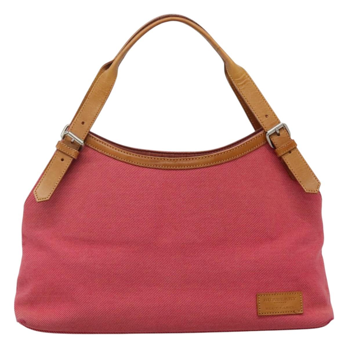 BURBERRY Blue Label Hand Bag Canvas Pink Auth ti2728