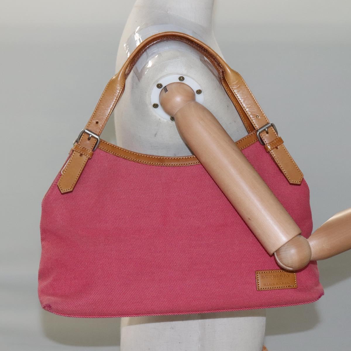 BURBERRY Blue Label Hand Bag Canvas Pink Auth ti2728