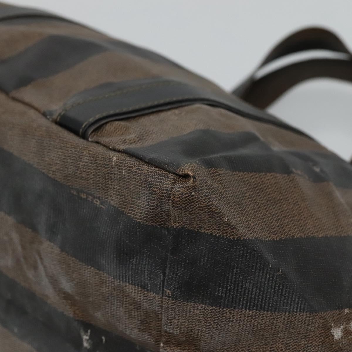 FENDI Pecan Canvas Hand Bag Coated Canvas Brown Auth ti2732