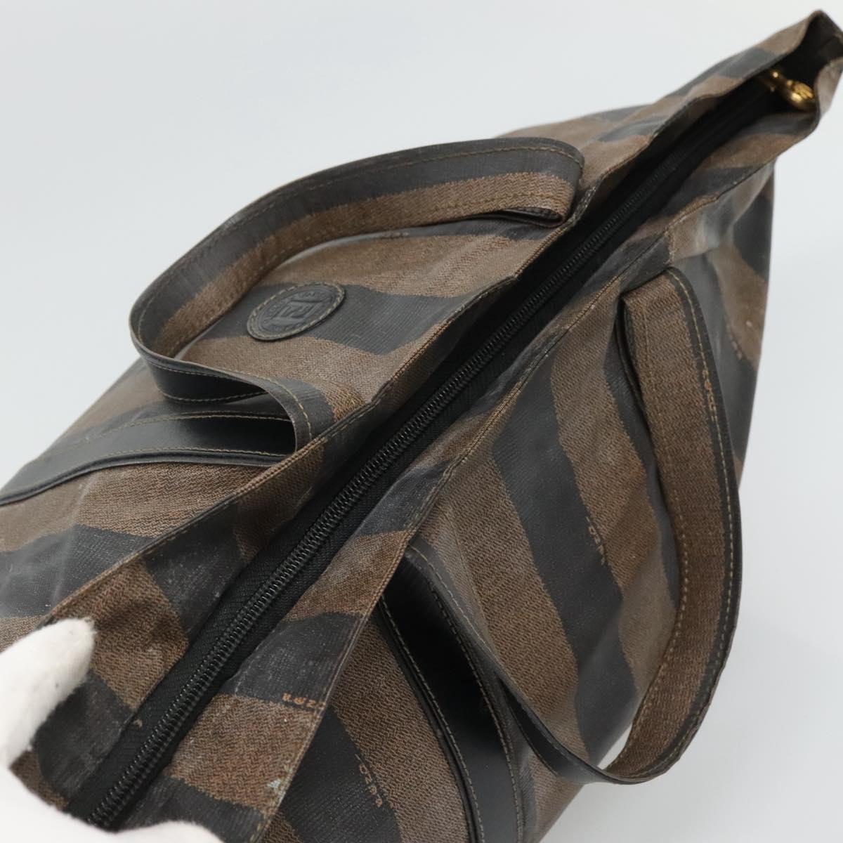FENDI Pecan Canvas Hand Bag Coated Canvas Brown Auth ti2732