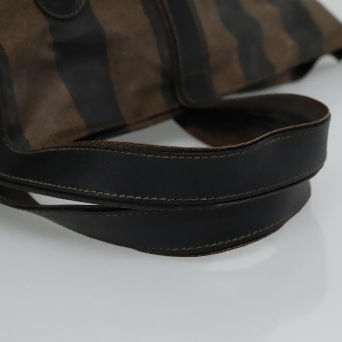 FENDI Pecan Canvas Hand Bag Coated Canvas Brown Auth ti2732