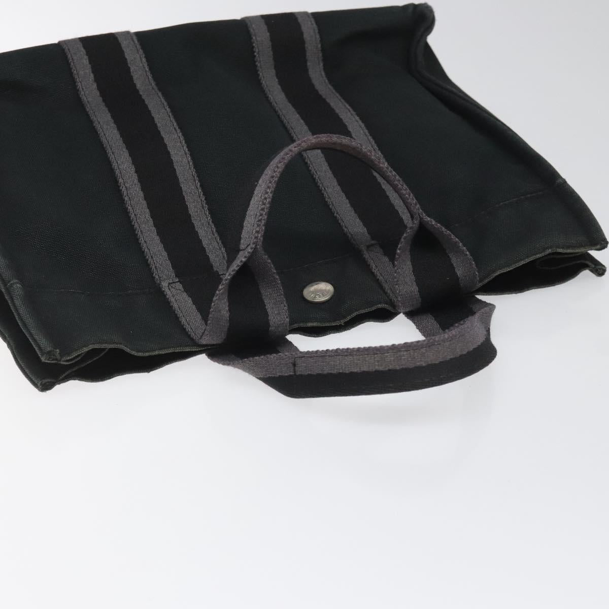 HERMES Fourre Tout PM Hand Bag Canvas Black Auth ti2733