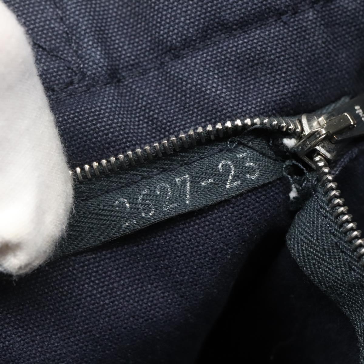 HERMES Fourre Tout PM Hand Bag Canvas Navy Brown Auth ti2734