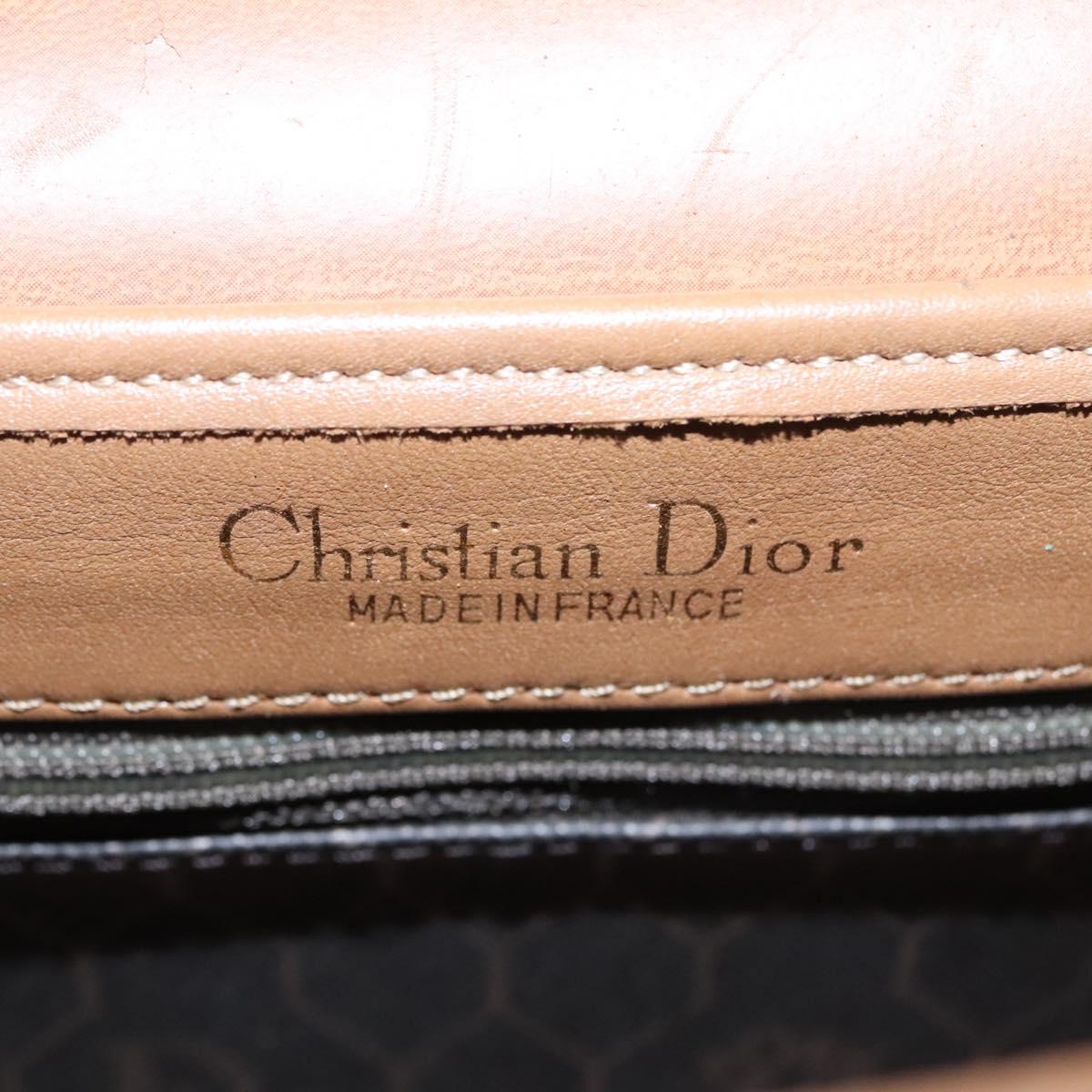 Christian Dior Honeycomb Canvas Shoulder Bag PVC Leather Black Auth ti2736