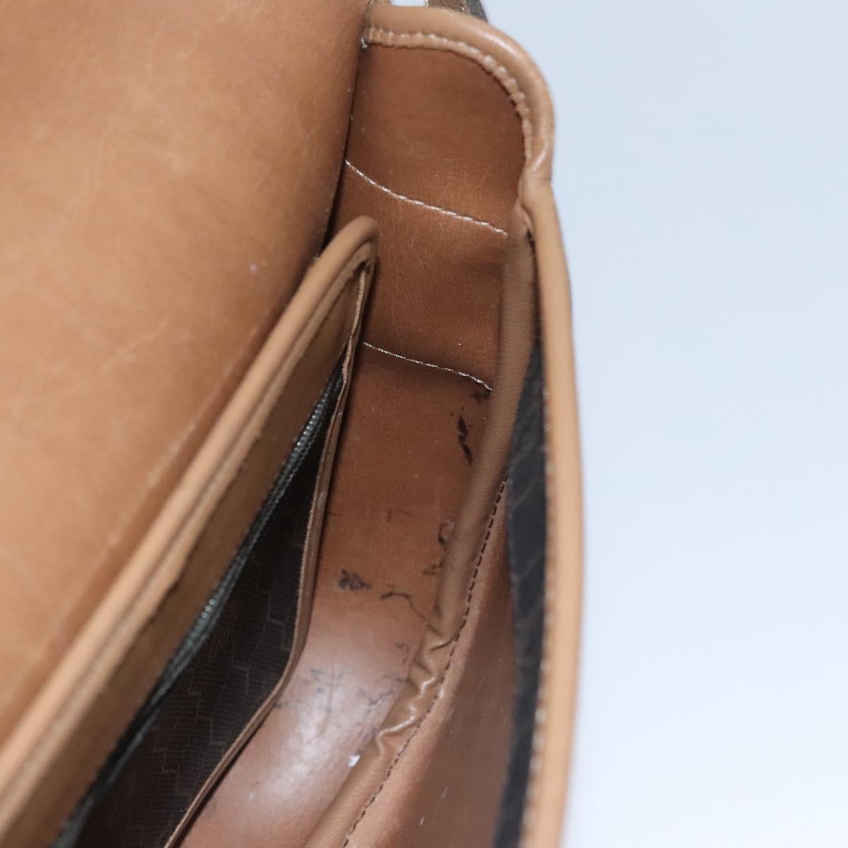 Christian Dior Honeycomb Canvas Shoulder Bag PVC Leather Black Auth ti2736