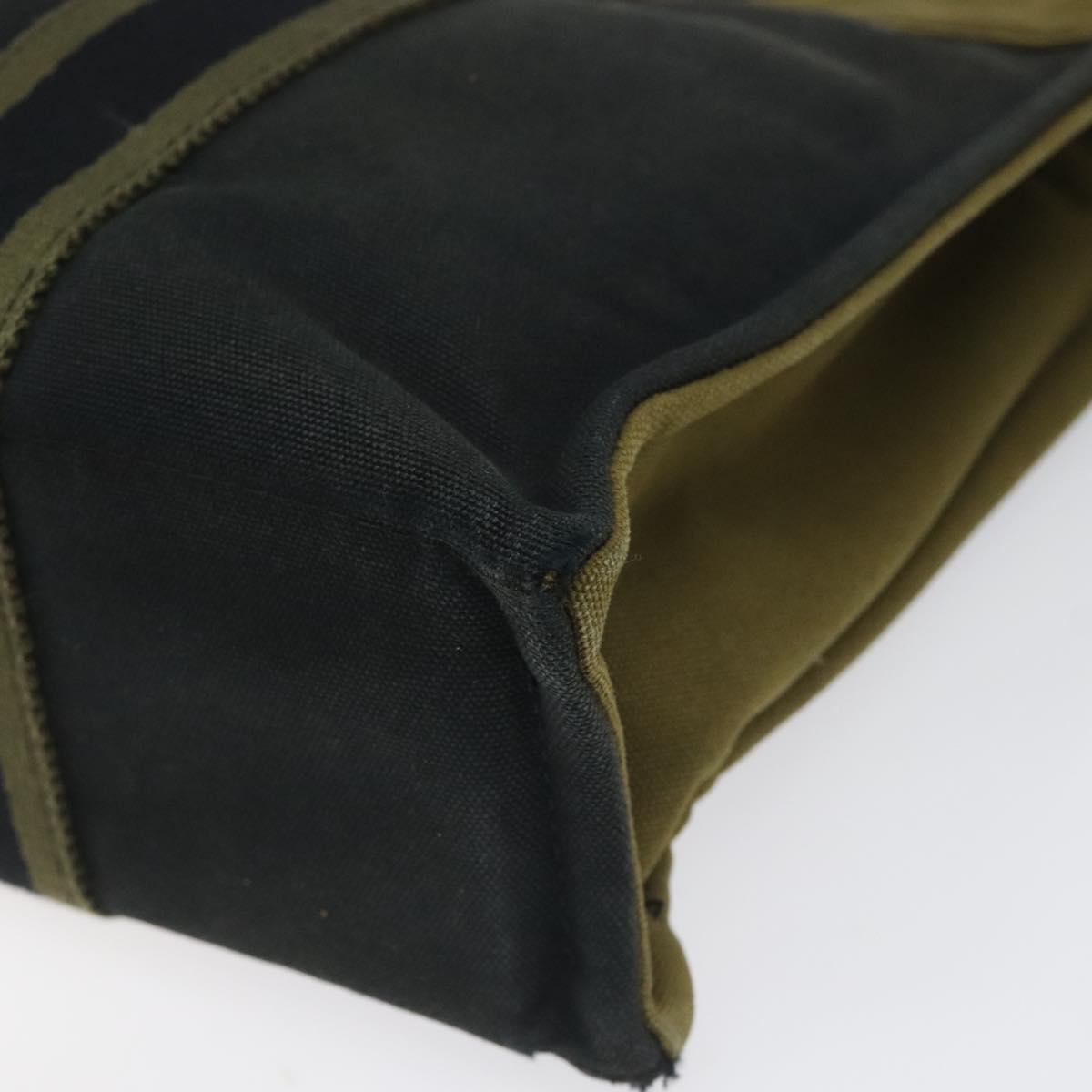 HERMES Fourre Tout PM Hand Bag Canvas Khaki Auth ti2747