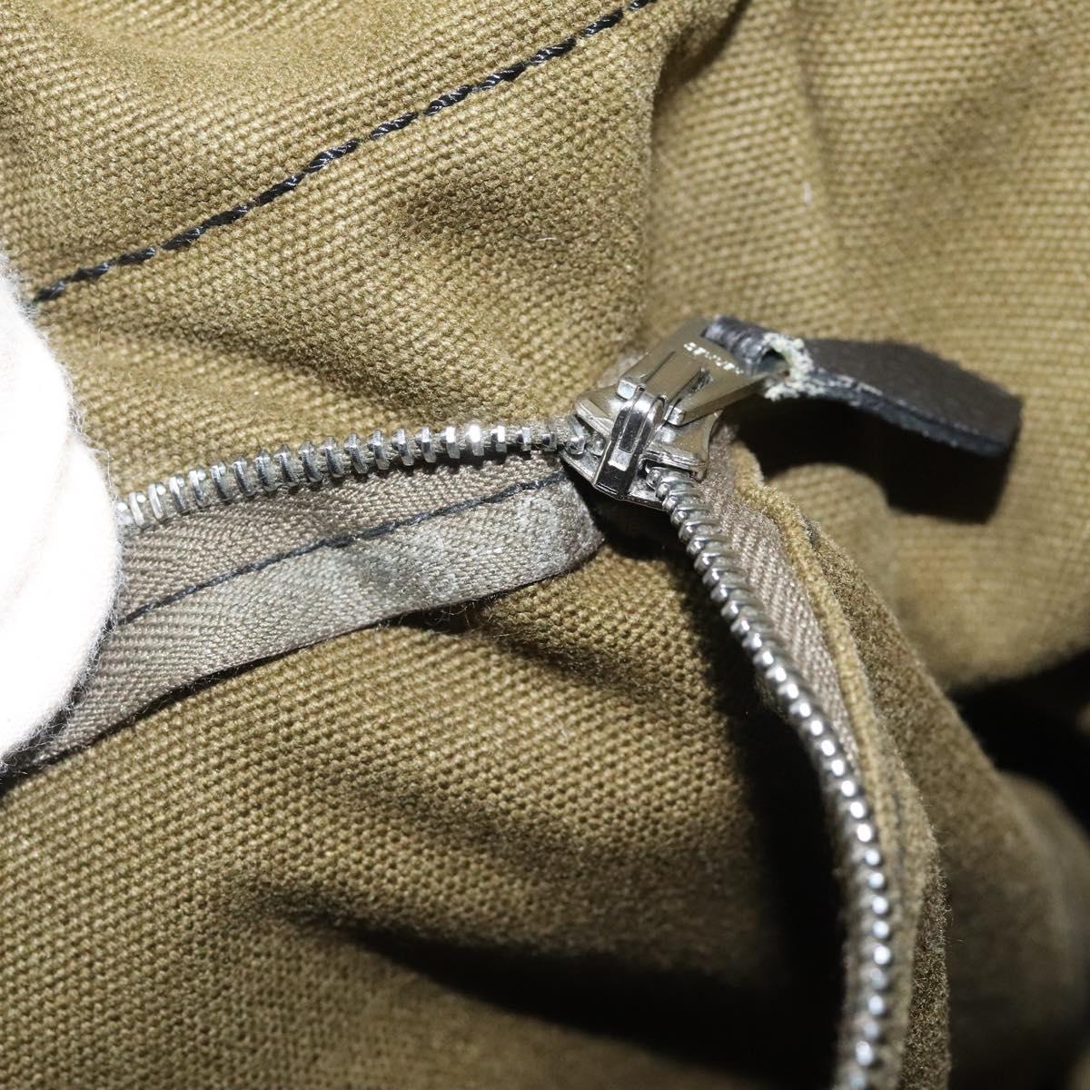 HERMES Fourre Tout PM Hand Bag Canvas Khaki Auth ti2747