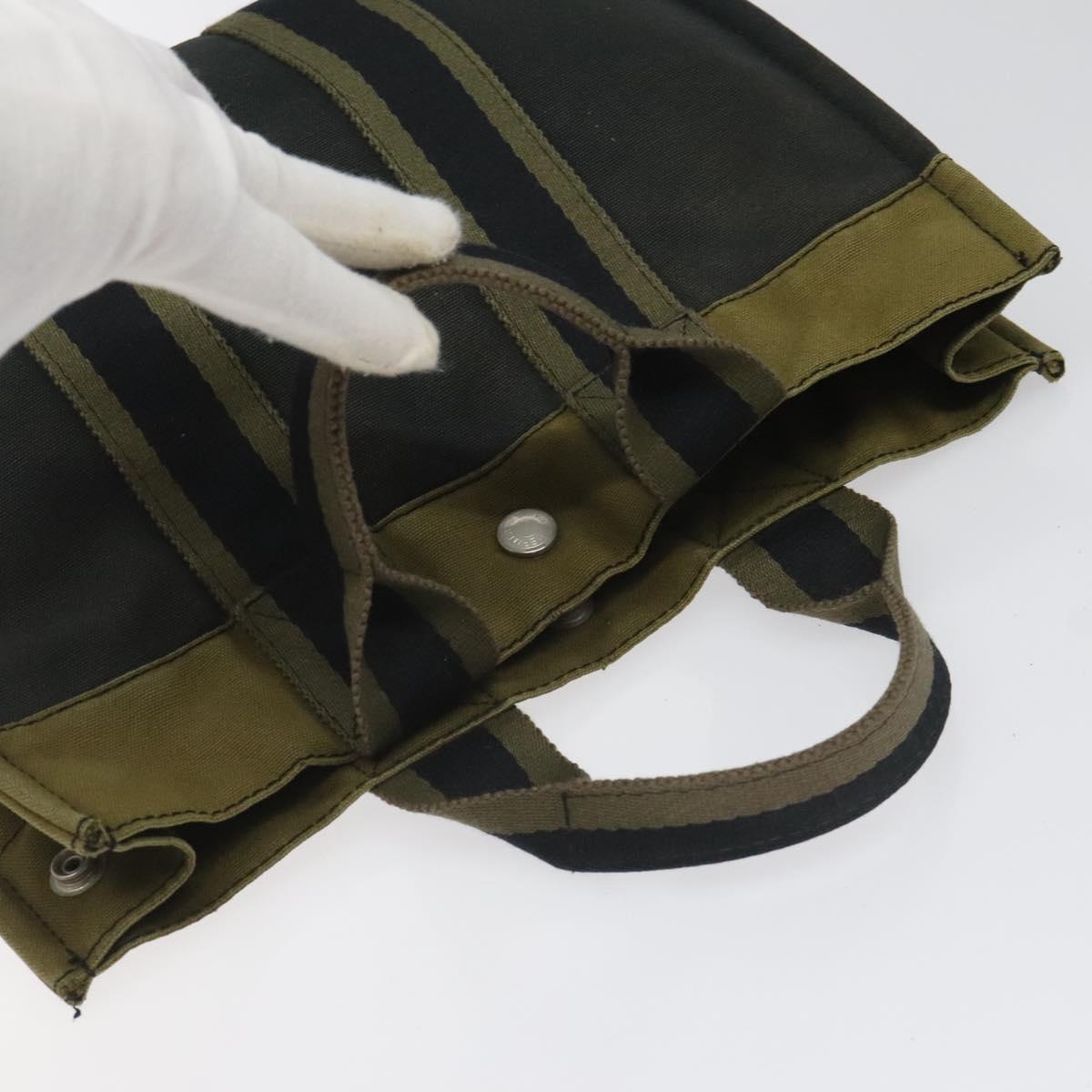 HERMES Fourre Tout PM Hand Bag Canvas Khaki Auth ti2747