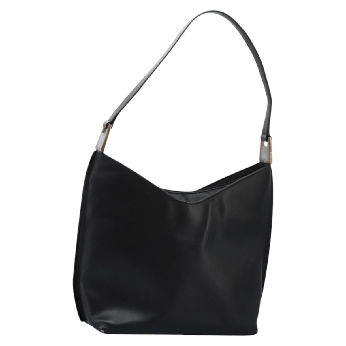 GUCCI Shoulder Bag Leather Black Auth ti2752